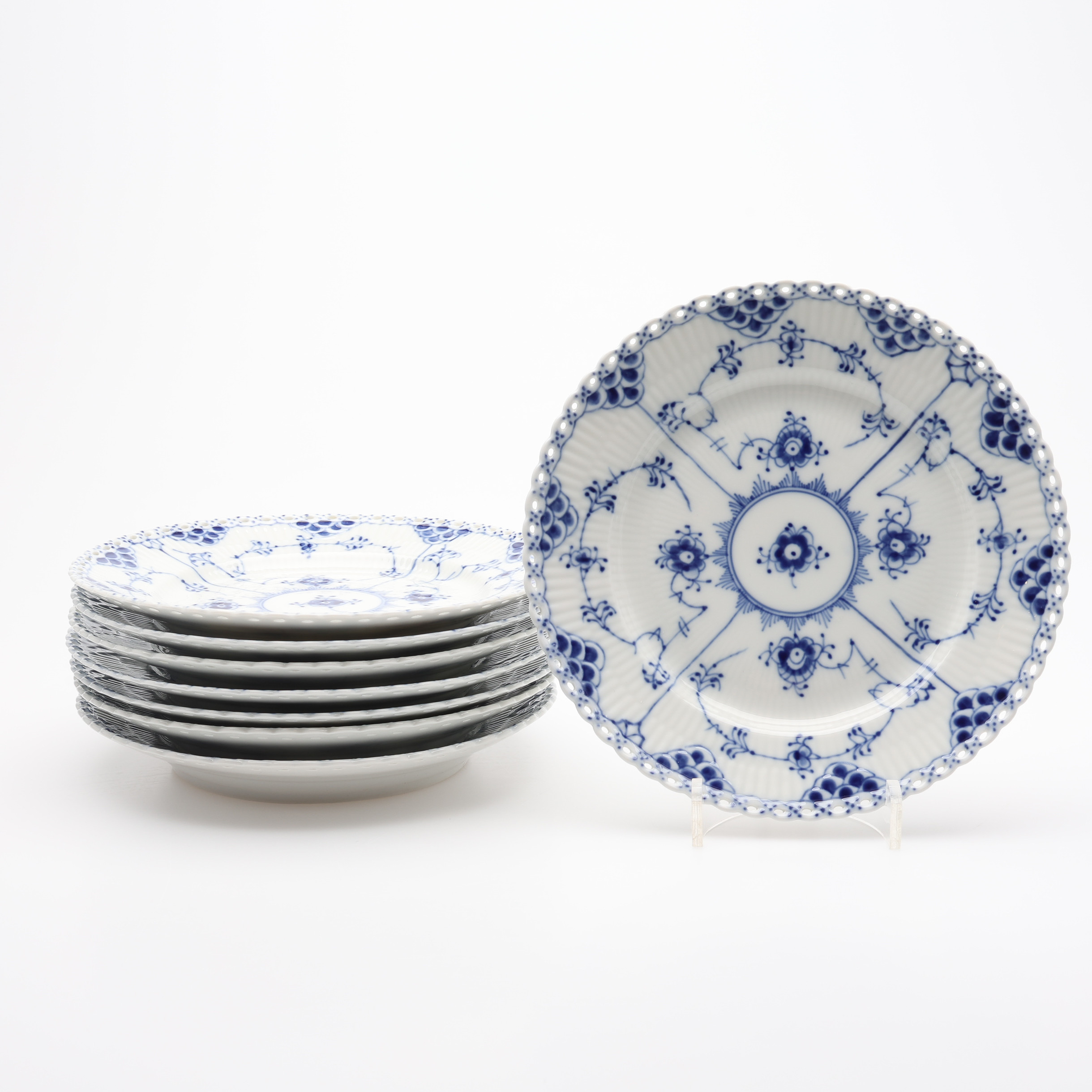 FÖRRÄTTSTALLRIKAR, 8 ST, Royal Copenhagen, musselmalet helblond, nr 1086.