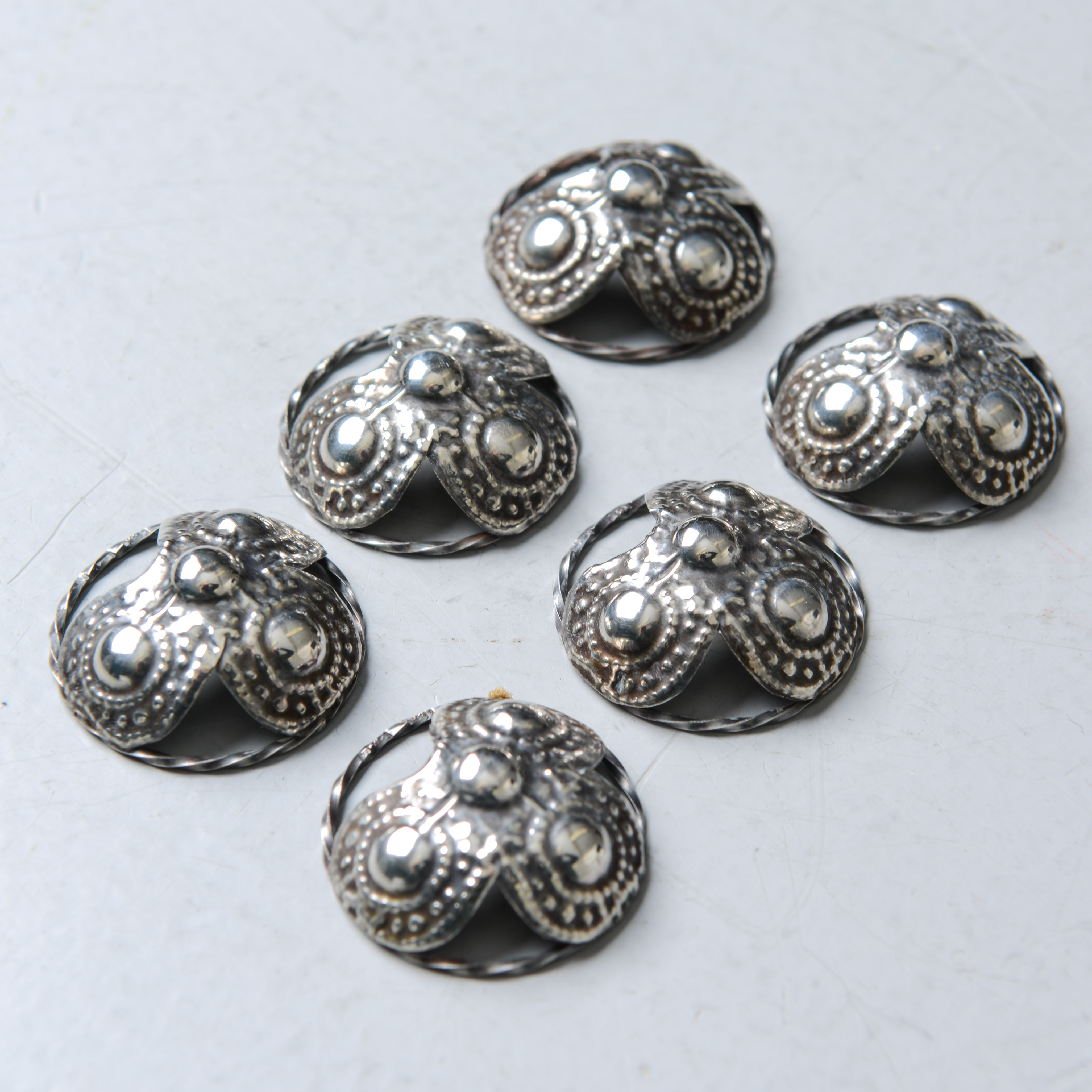 MALJOR till skånsk folkdräkt, 6 st, silver.