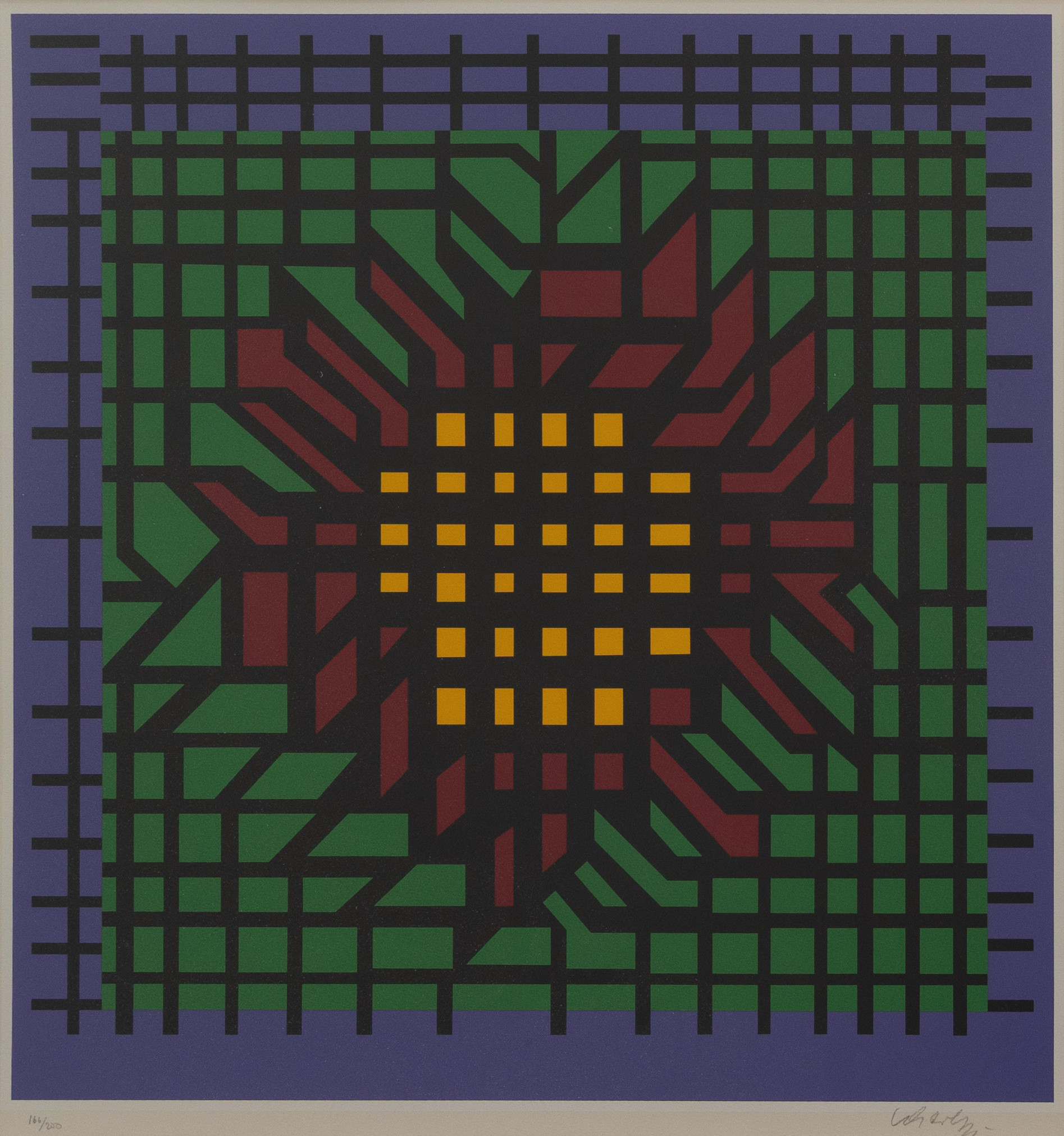 VICTOR VASARELY. Komposition, litografi nr 166/250, signerad.