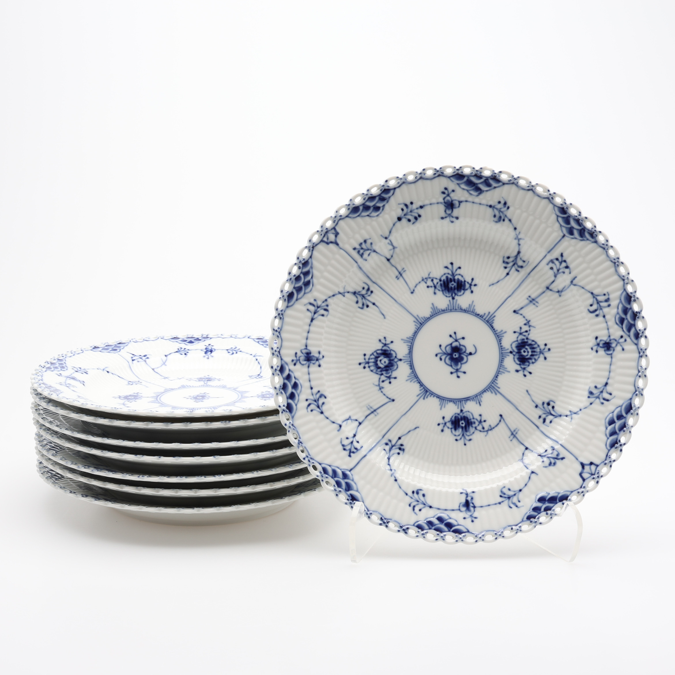 TALLRIKAR, 8 ST, Royal Copenhagen, musselmalet helblond, nr 1084.