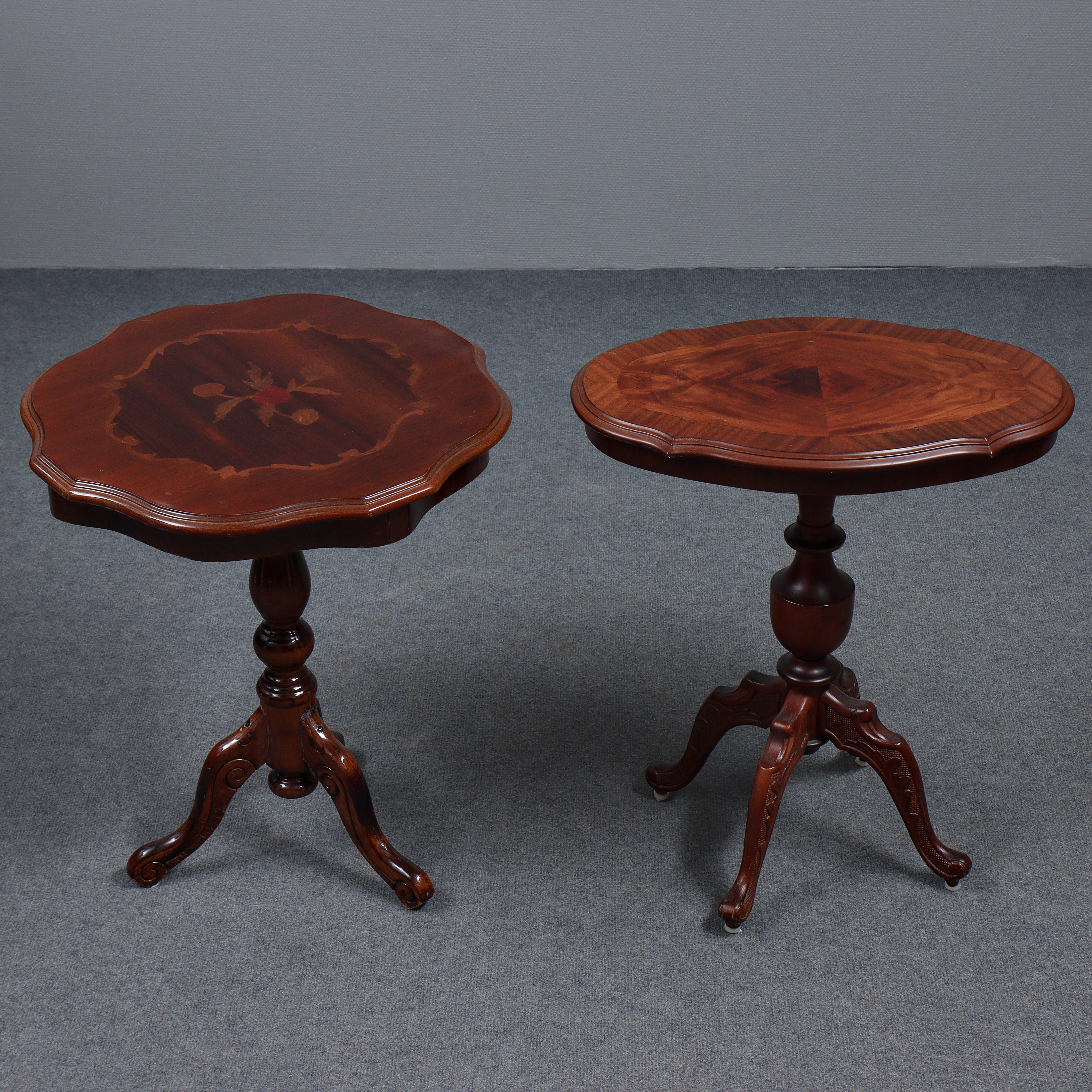 PELARBORD, 2 ST, INTARSIA, MAHOGNY, 1900-TAL.