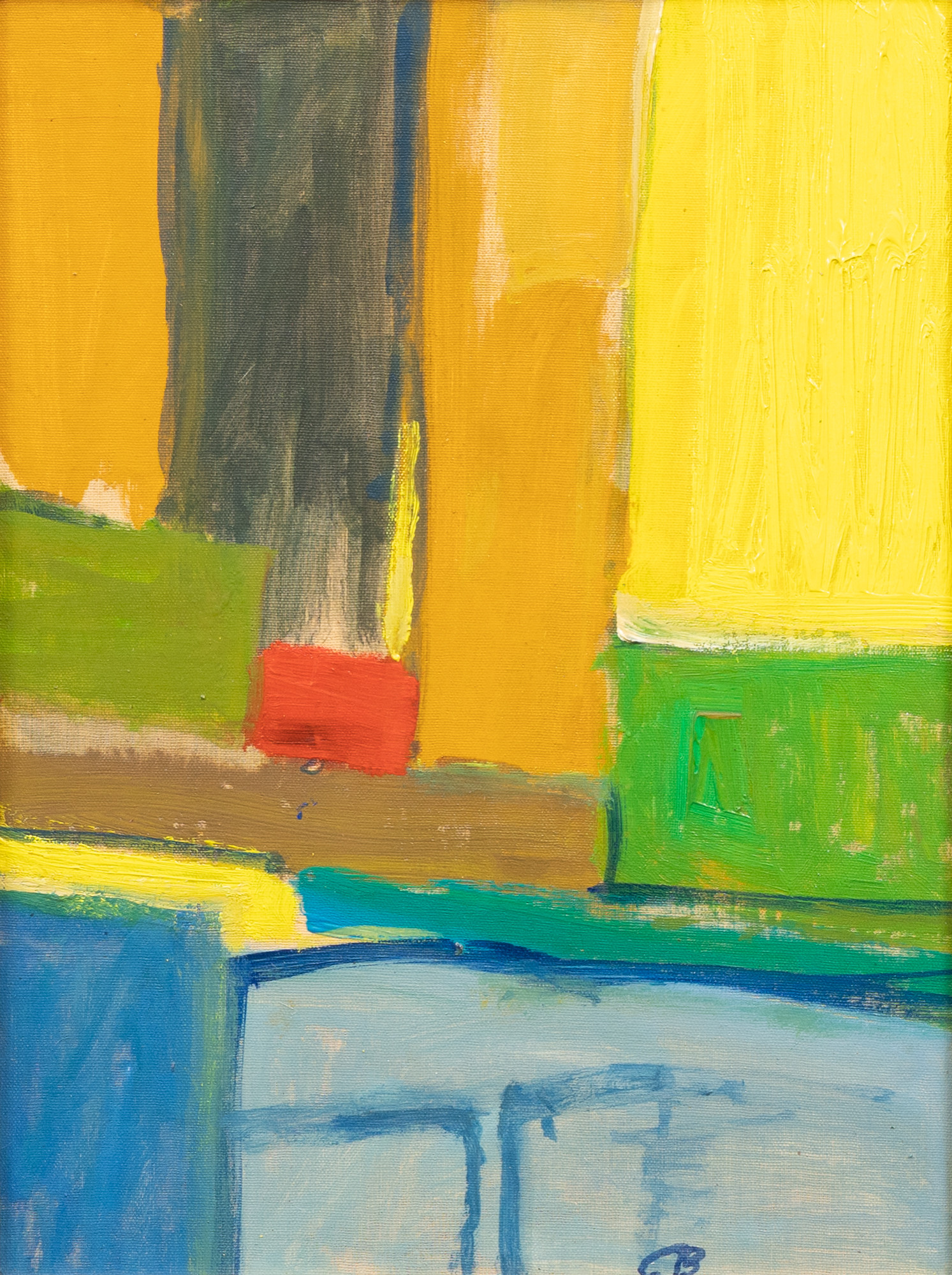 CAMERON BOOTH (USA, 1892-1980). "Red point", olja på pannå, signerad.