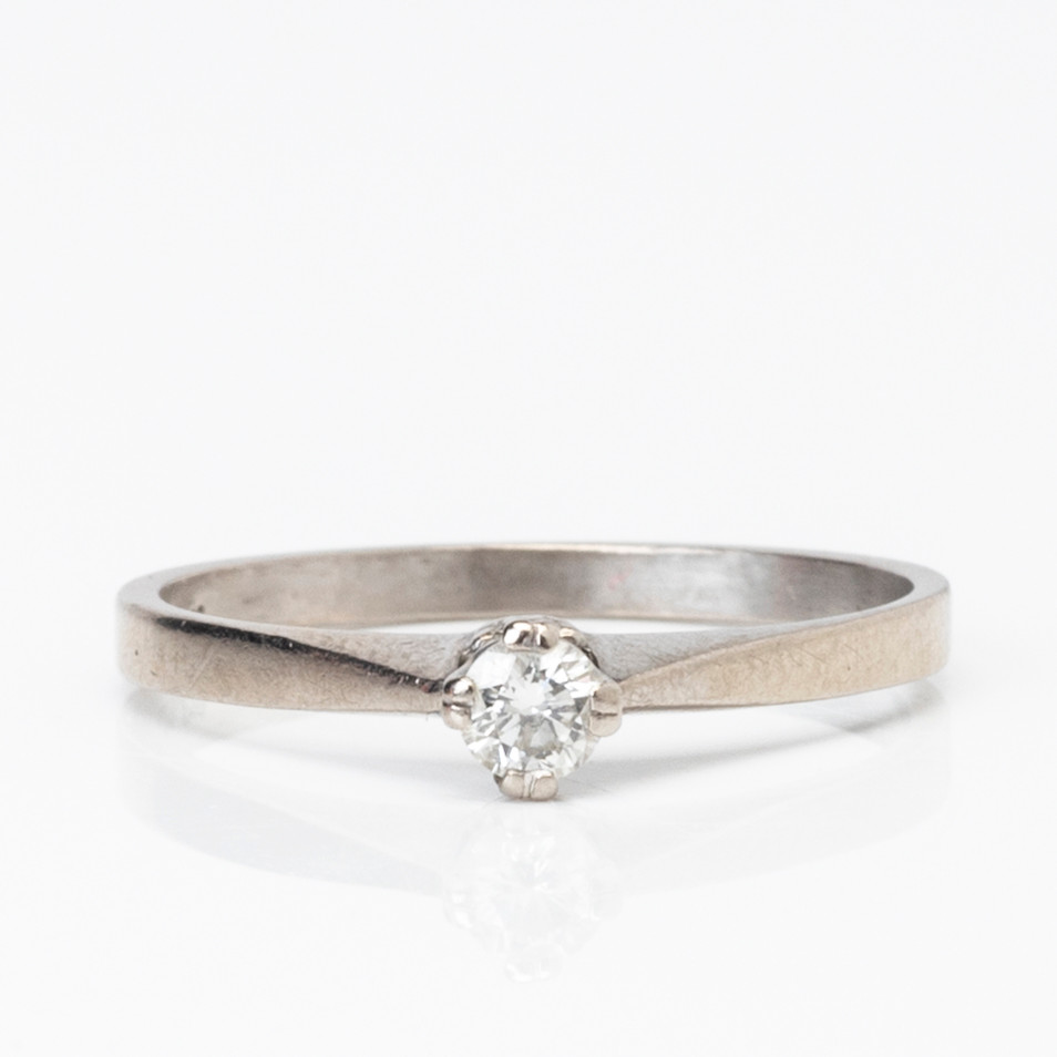 ENSTENSRING, 18K vitguld med briljantslipad diamant om 0,15ct enligt gravyr, Iduna, 1989.