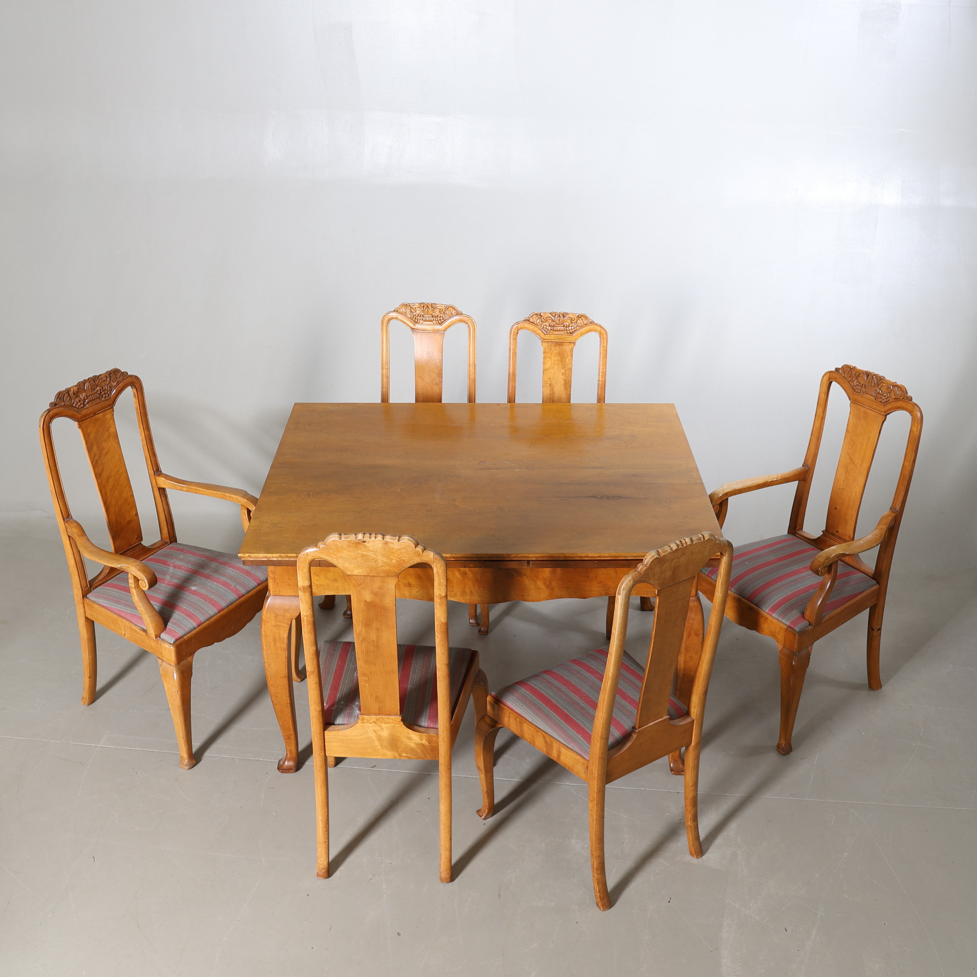 MATGRUPP, 7 delar, björk, Swedish Grace. 1920-/30-tal.