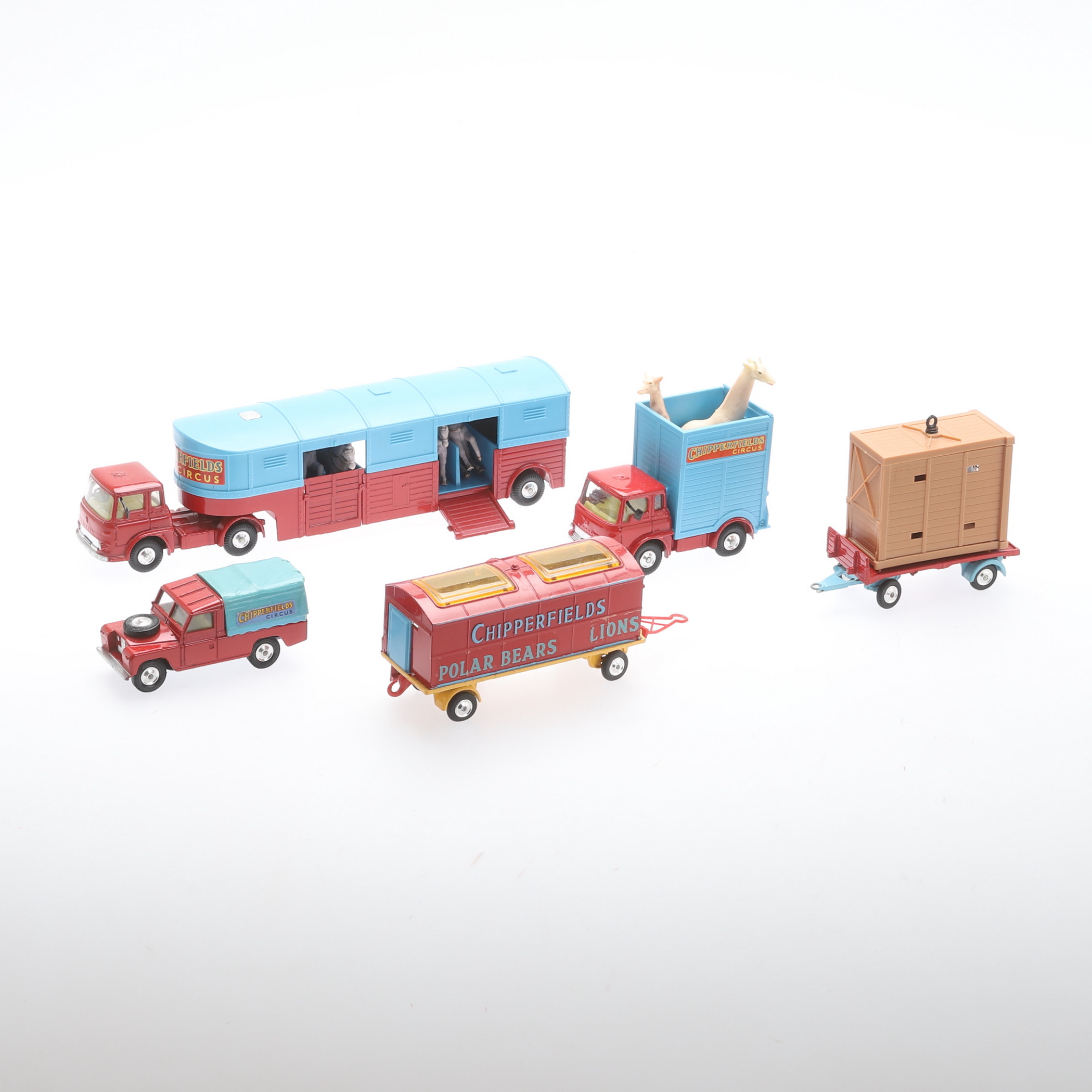 LEKSAKSBILAR, 5 stycken, Cirkustransport, Corgi toys.