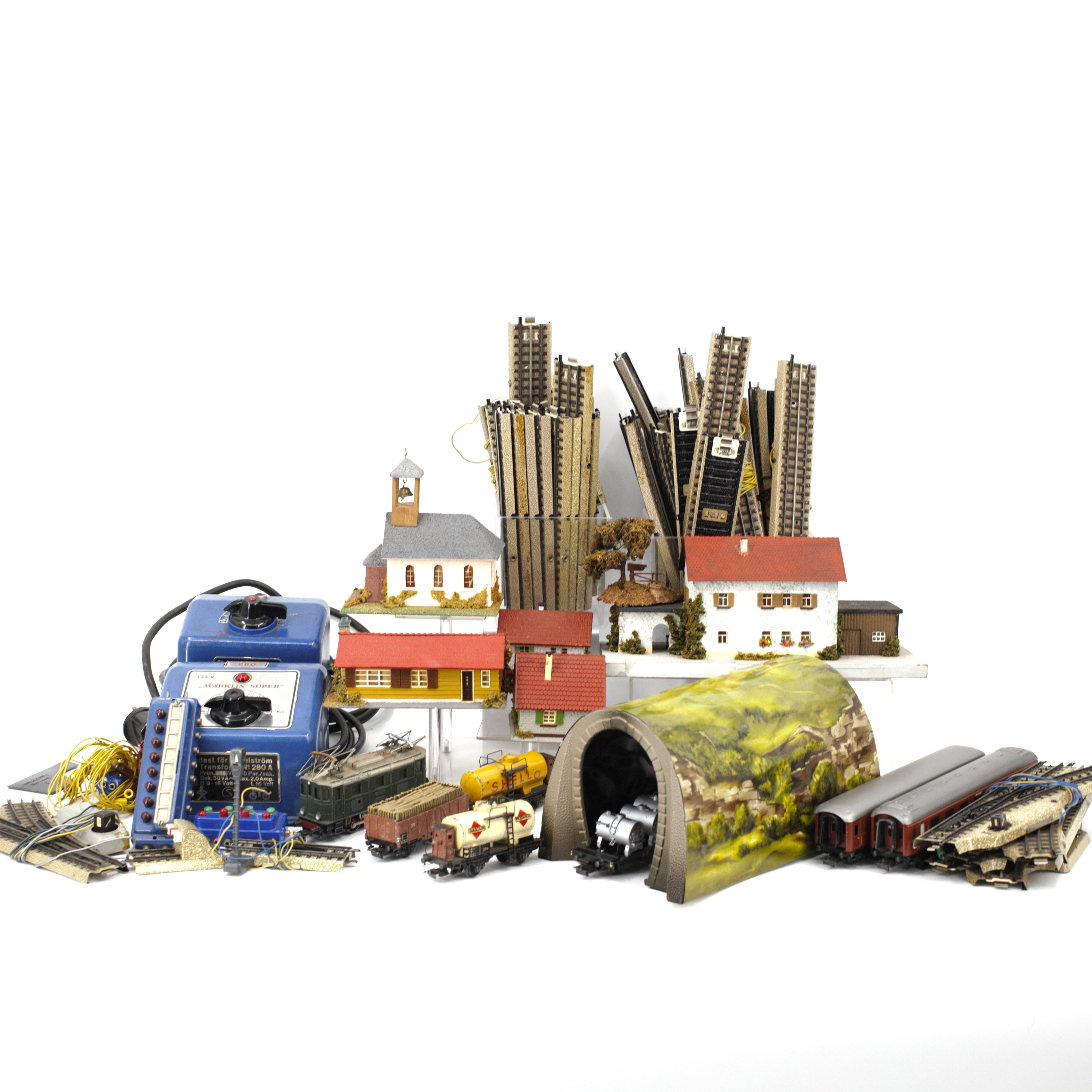 MÄRKLIN, lok, vagnar, hus och räls, transformatorer, Tyskland.