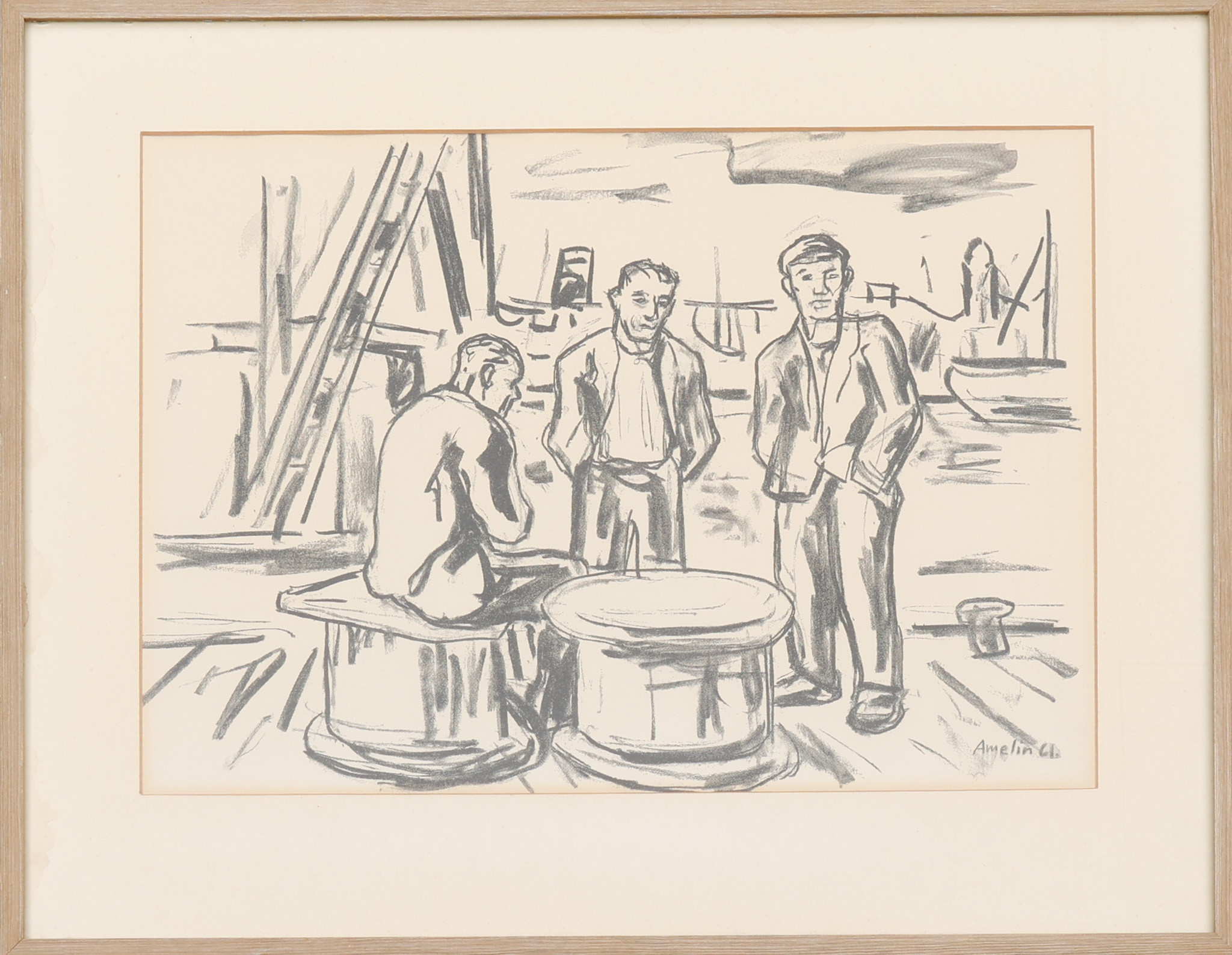 ALBIN AMELIN. Litografi, signerad, daterad -61.