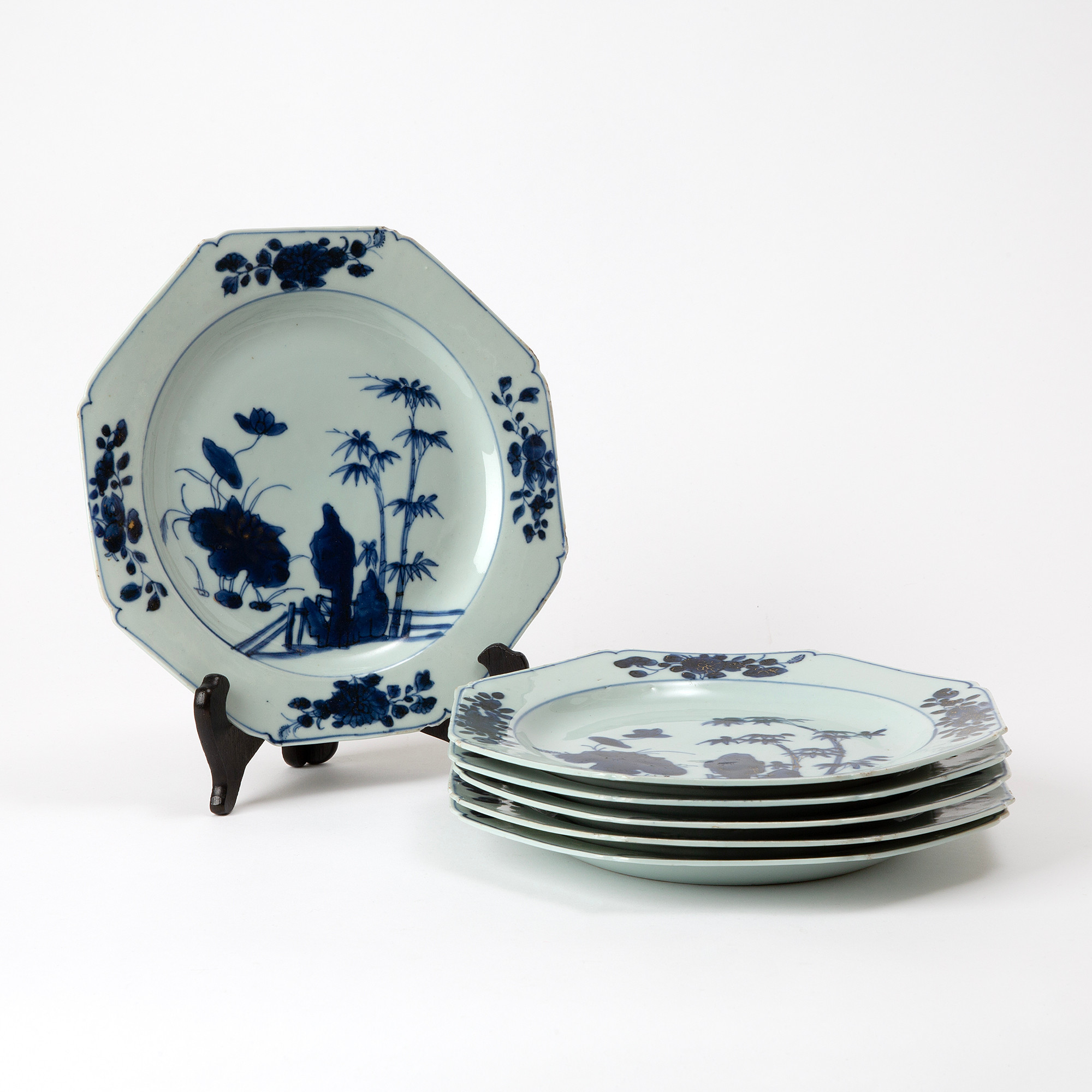 TALLRIKAR, 6 st, porslin, Kina, Qianlong (1736–1795).