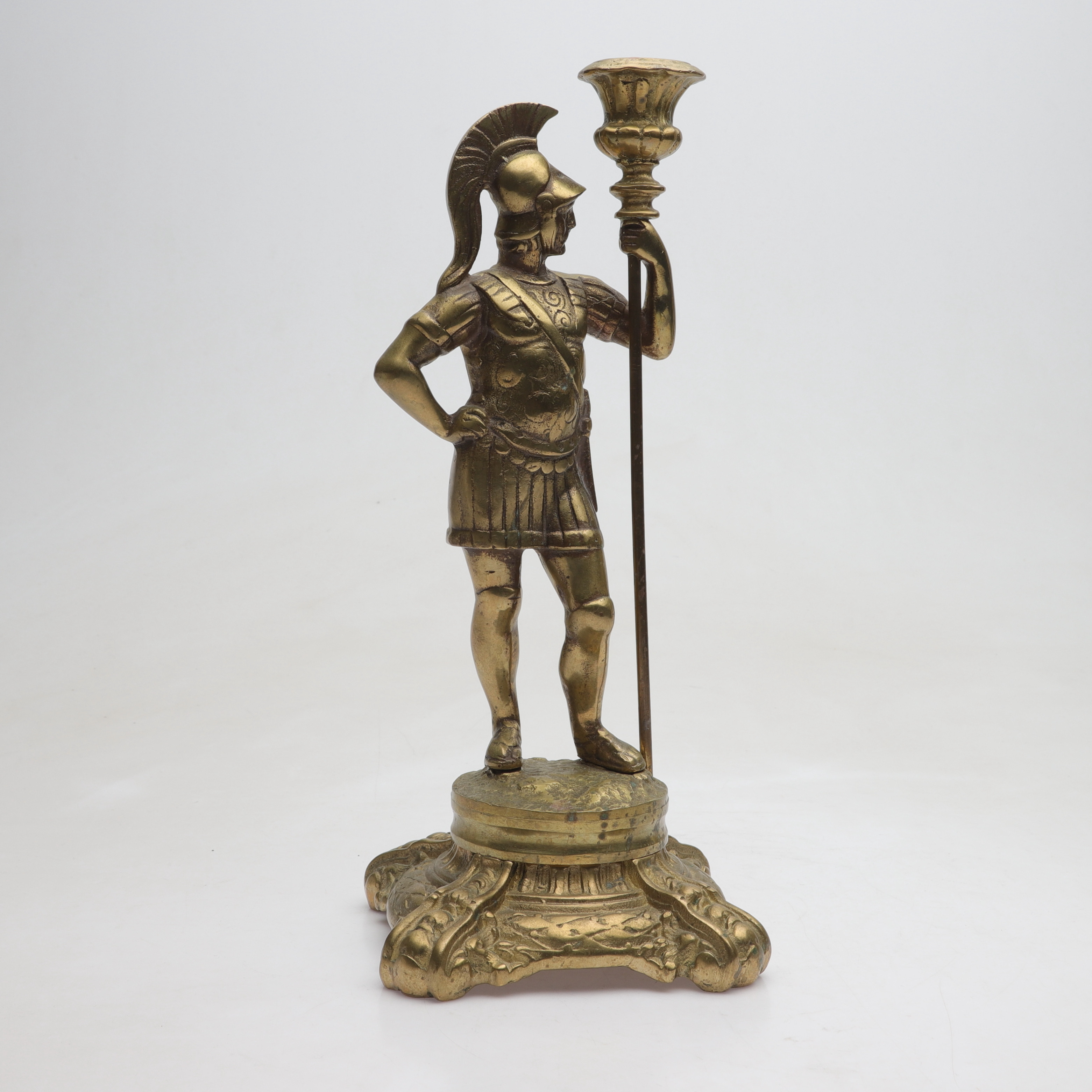 LJUSSTAKE/ FIGURIN, brons, krigare, 1800-talets slut.