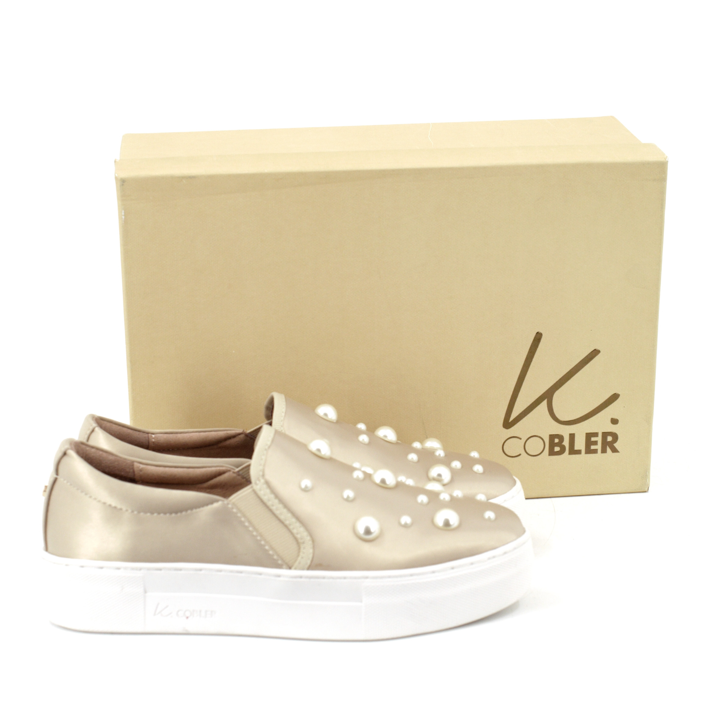 SKOR, dam, stl 35, beige, konstmaterial, skinn invändigt, K Cobler.