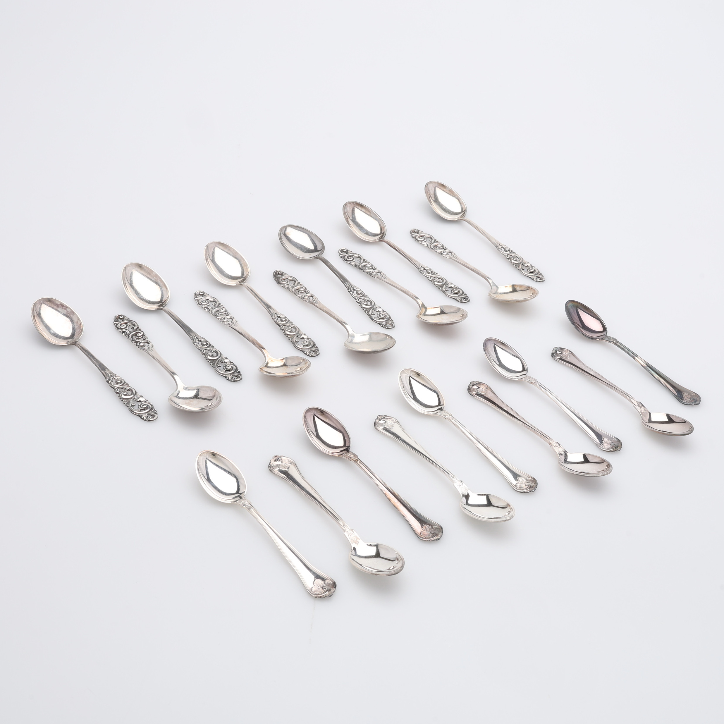 KAFFESKEDAR, silver, 11+8 ST 830/1000, 205 g, Norge och Danmark.