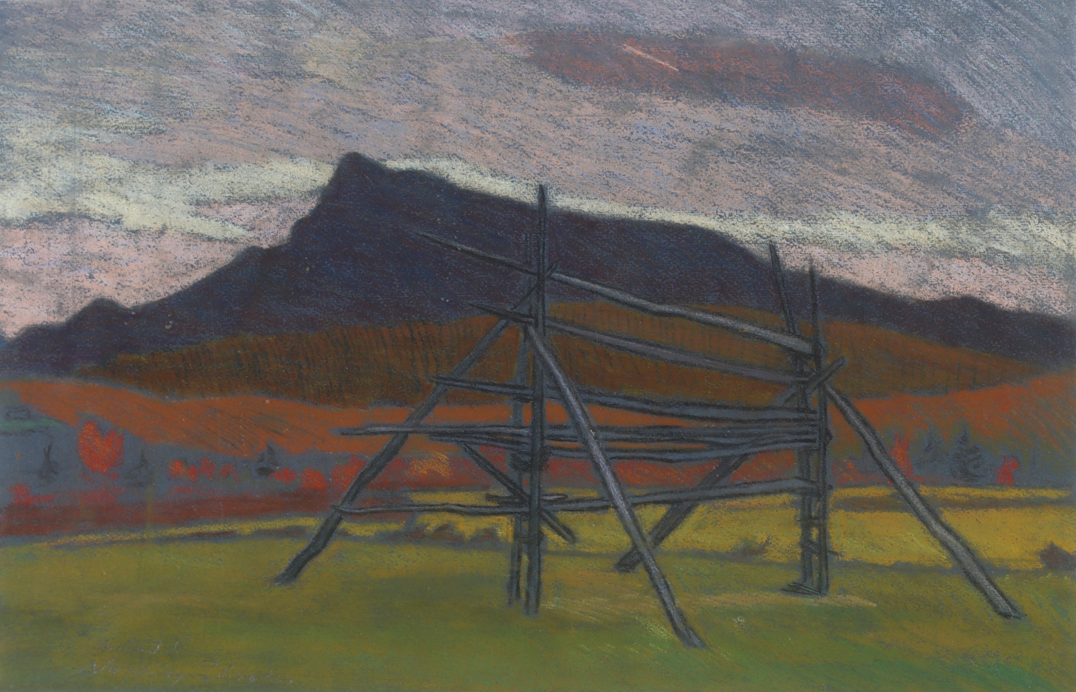 ROLAND SVENSSON. Nordingråbygden, pastell, signerad.