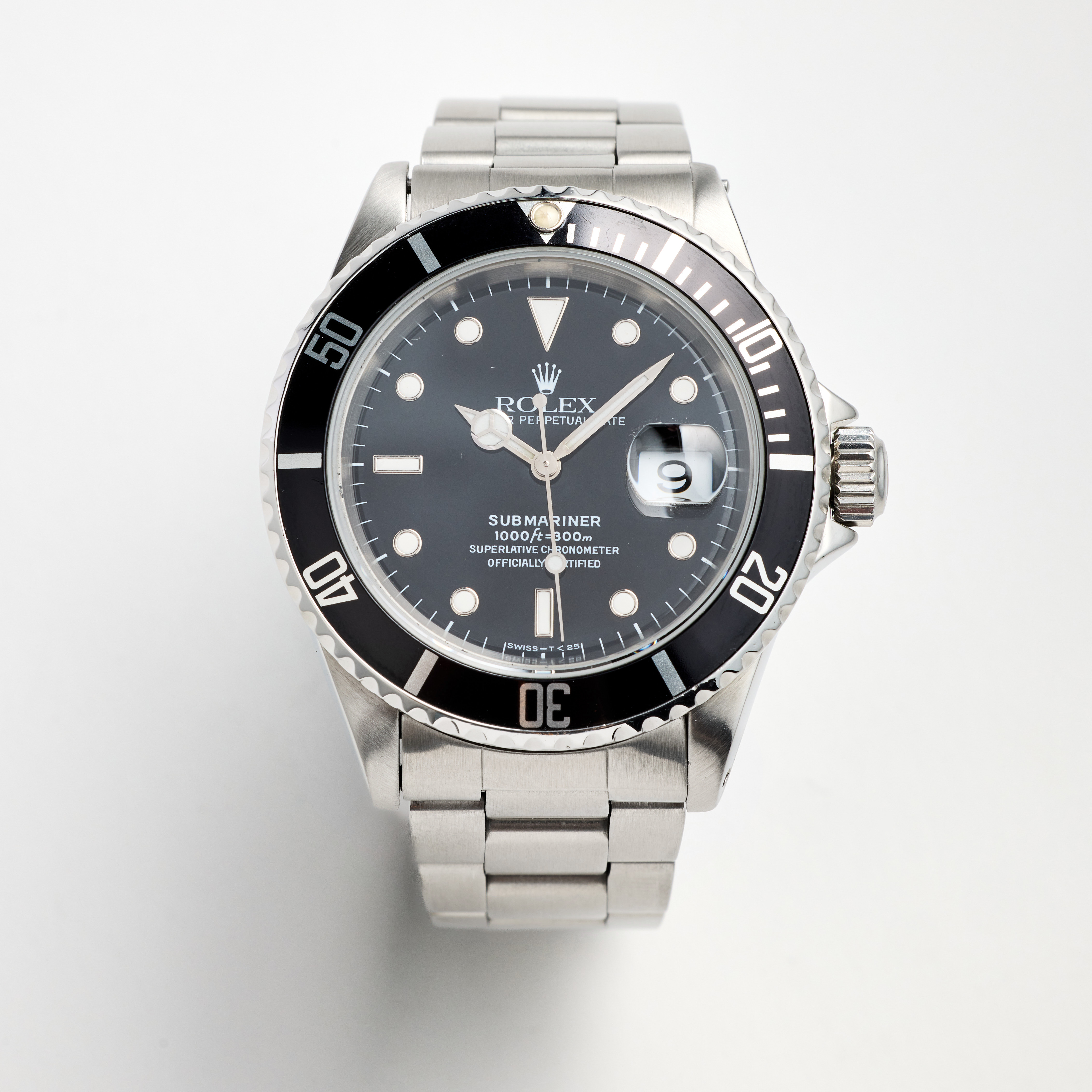 ROLEX, Oyster Perpetual Date, Submariner (1000ft=300m, Swiss-T<25), Chronometer, armbandsur, 40 mm, stål, ca 1996.