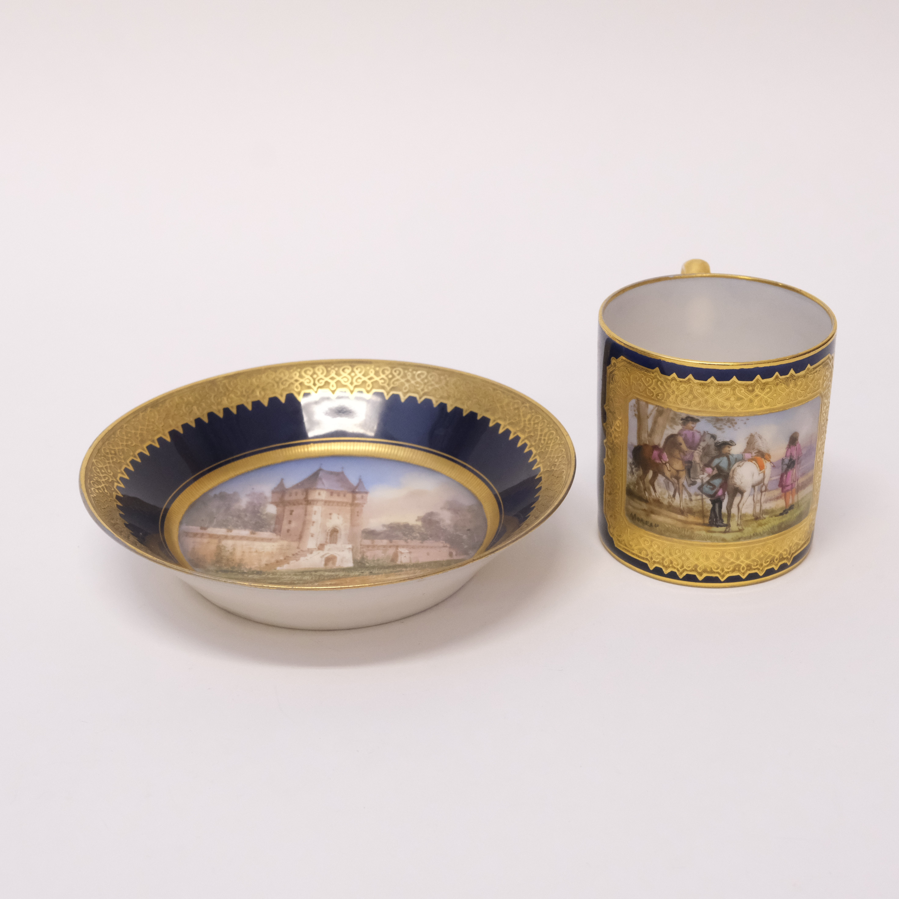 KOPP OCH FAT, SÈVRES-LIKNANDE MÄRKNING, 1800/1900-TAL.