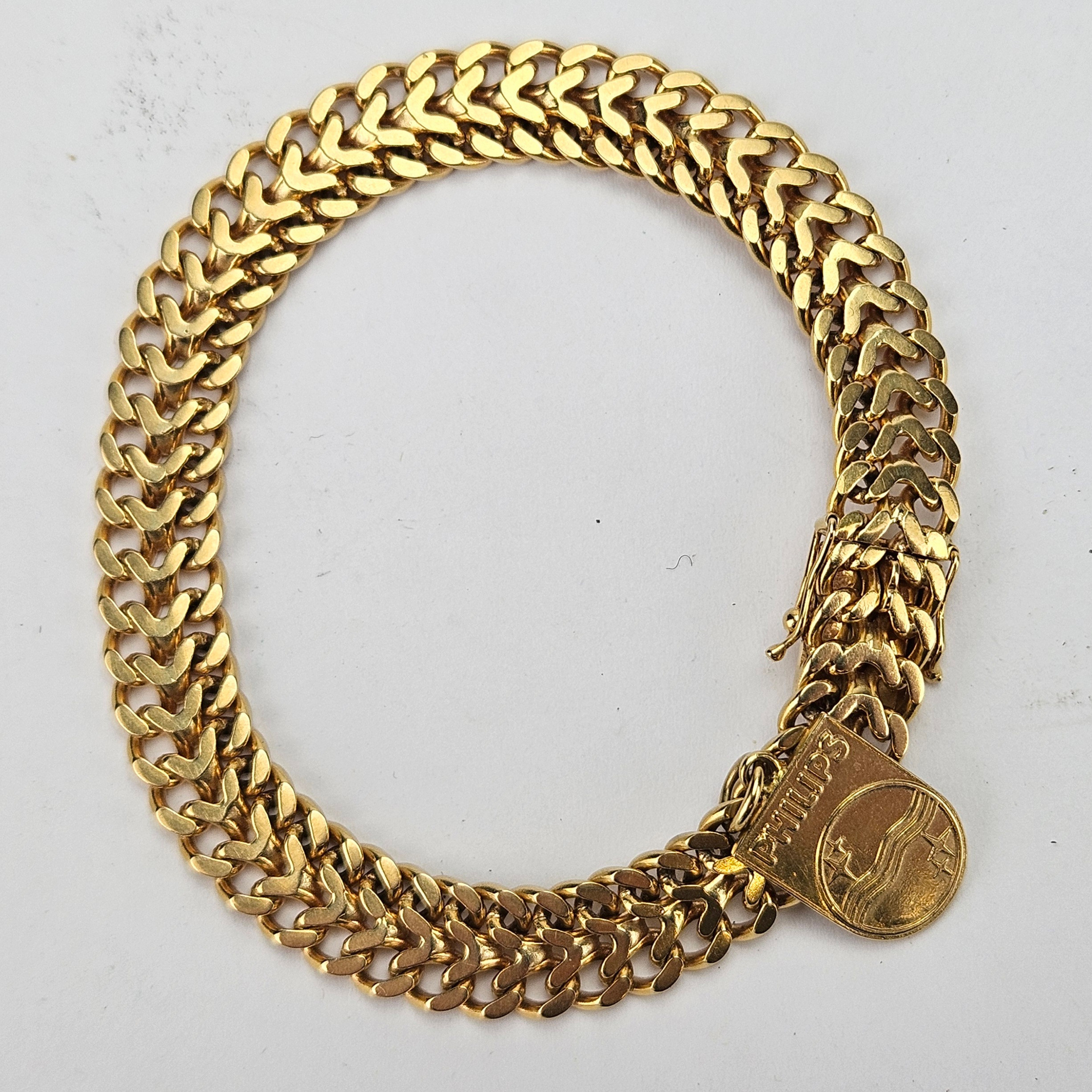 ARMBAND, "Fiskben", guld, 18K, Bröderna Hedens Guldateljé, Stockholm 1978, vikt ca. 26,8 gram.