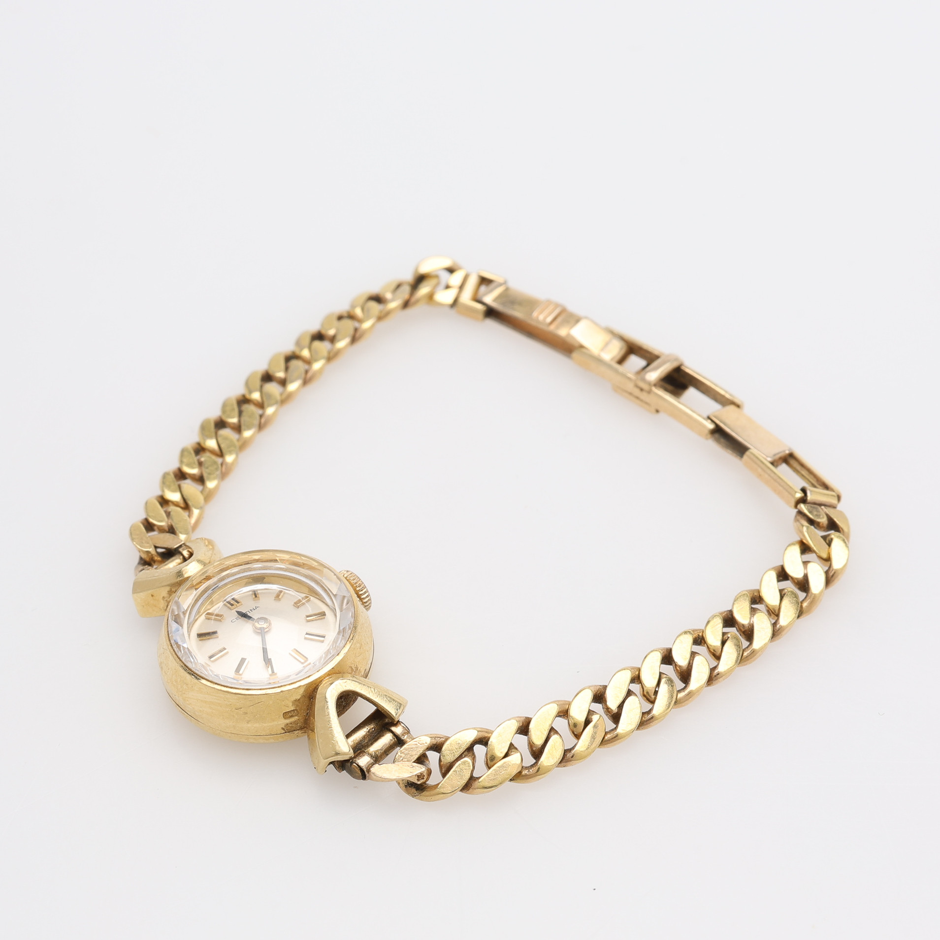 CERTINA DAMARMBANDSUR 18K, LÄNK I OÄDEL METALL.