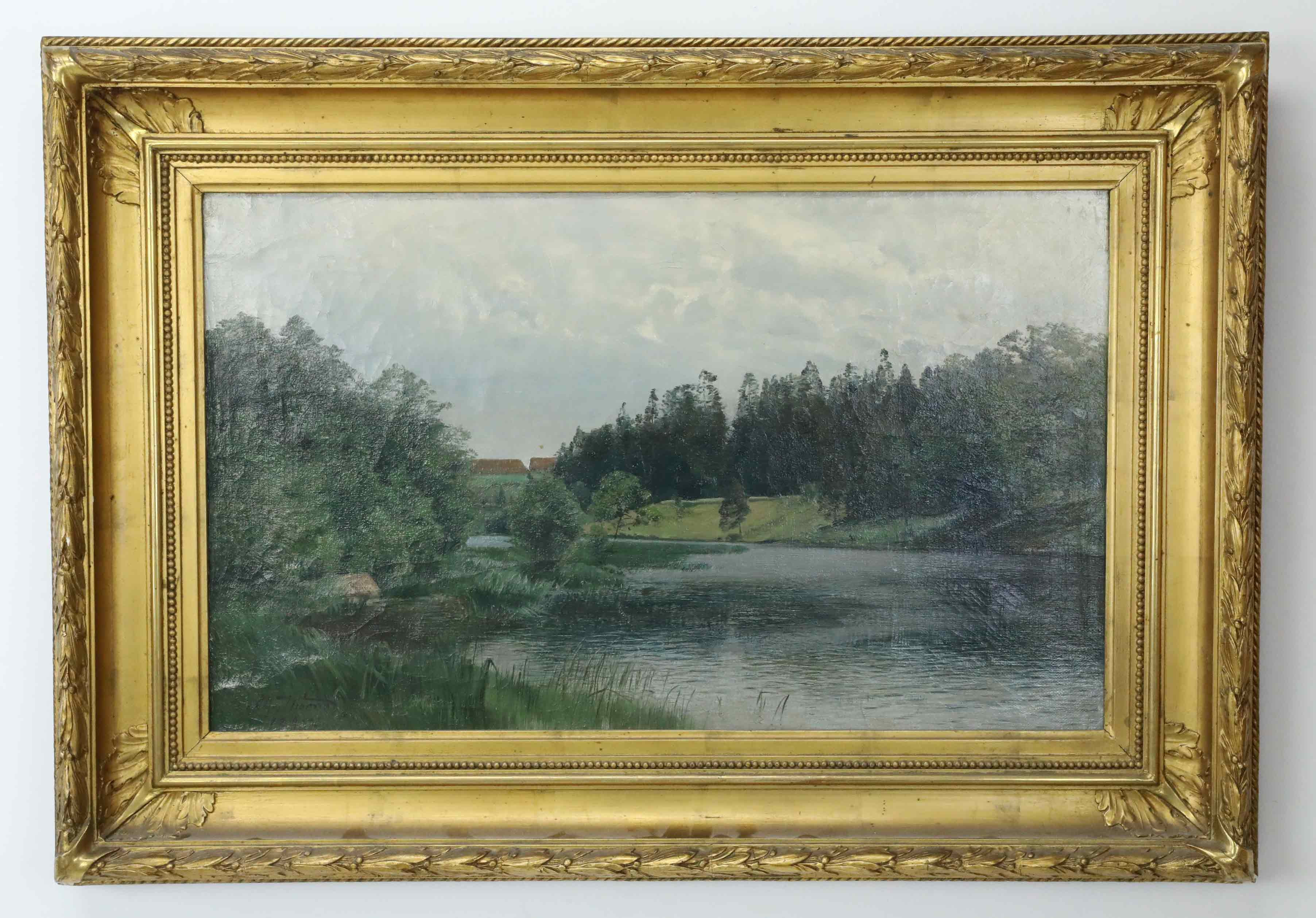 ALFRED  THÖRNE (1850-1916). olja på duk, Insjölandskap, signerad, daterad 1895.