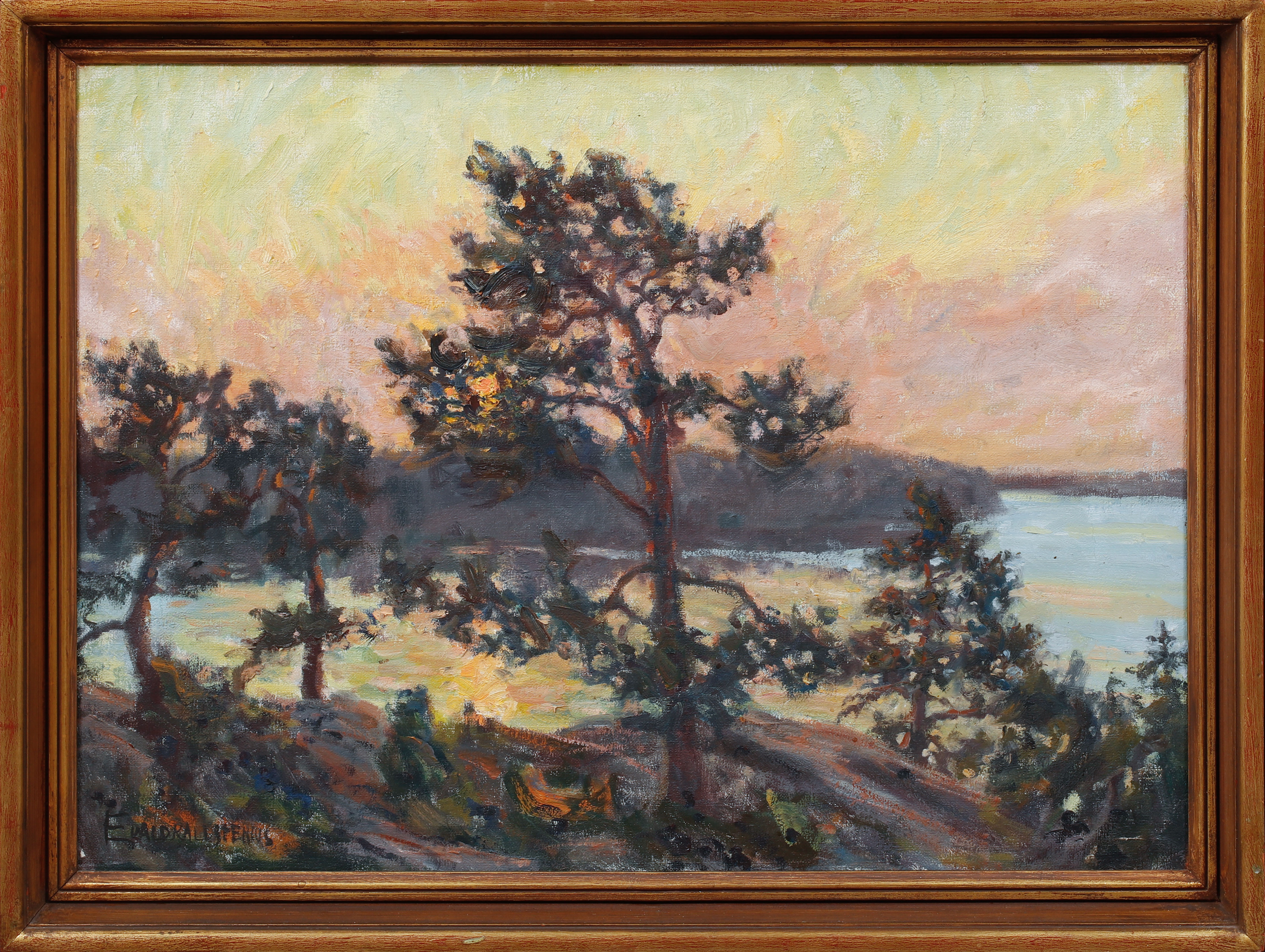 EVALD KALLSTENIUS. Tallar, olja på duk, signerad.