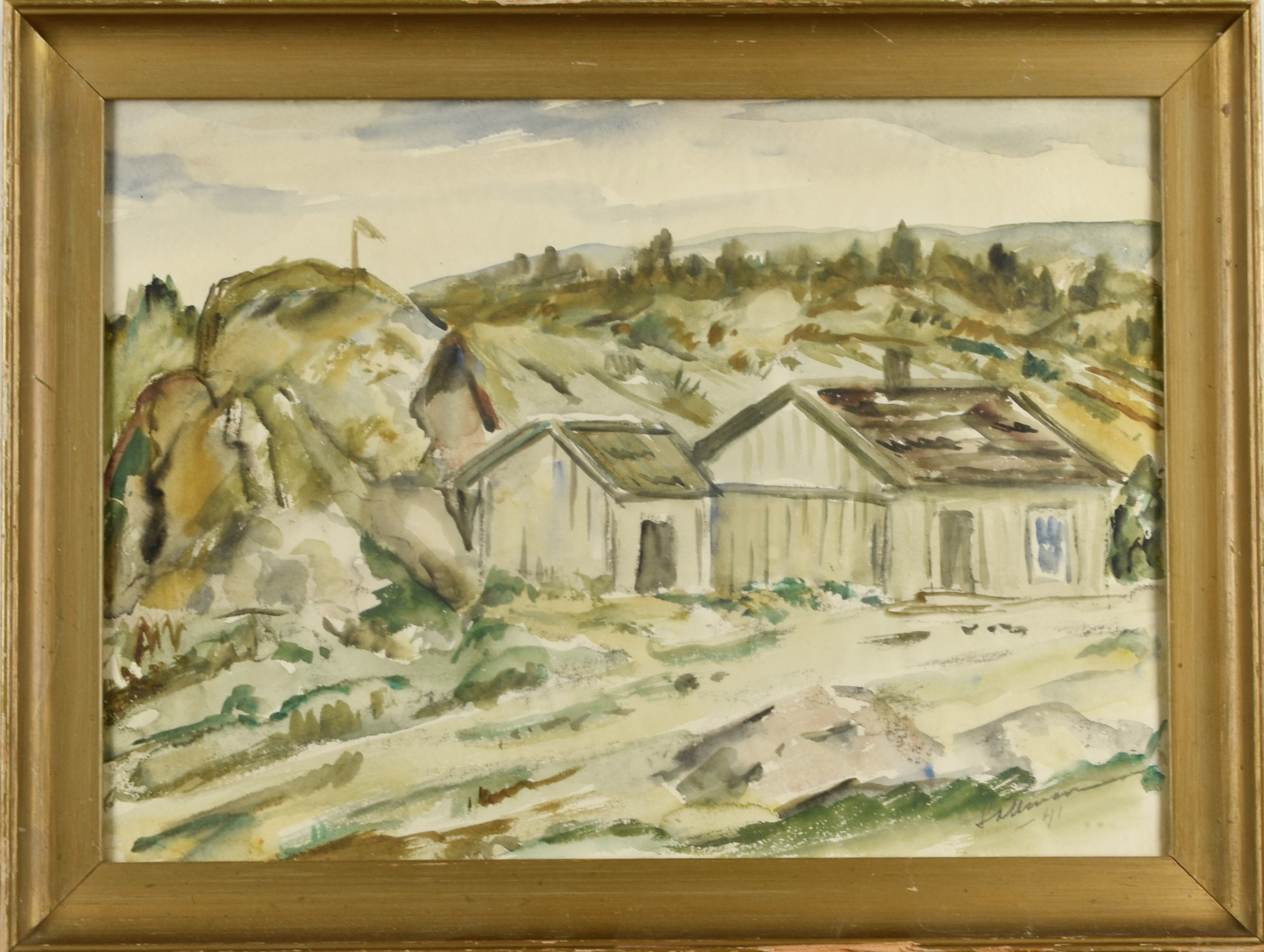 TYKO SALLINEN. Akvarell på papper, Landskapsmotiv, Signerad, 1941.