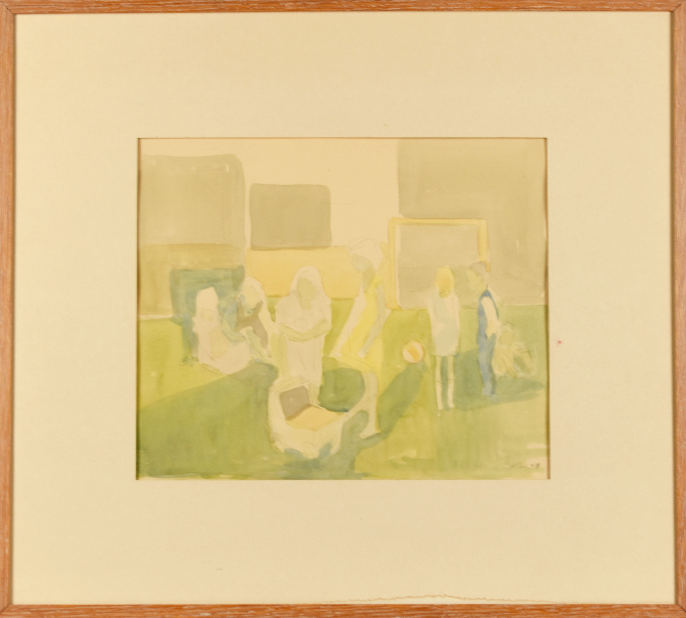 OIDENTIFIERAD KONSTNÄR. Blandteknik på papper, Figurmotiv, Signerad, 1953.