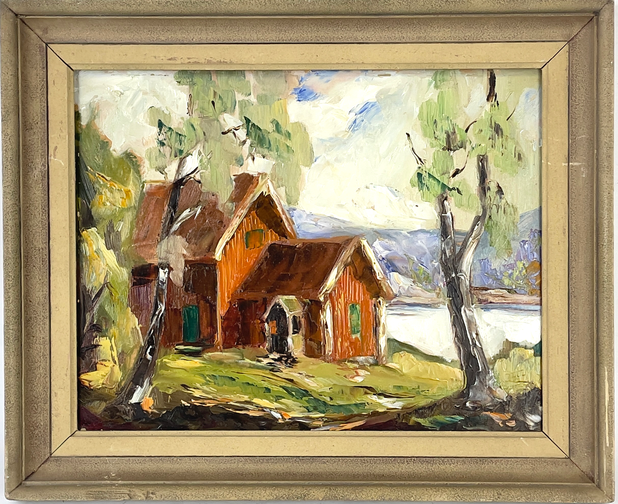 OKÄND KONSTNÄR, olja på pannå, "Studie från Dalarna 1939", ej signerad.