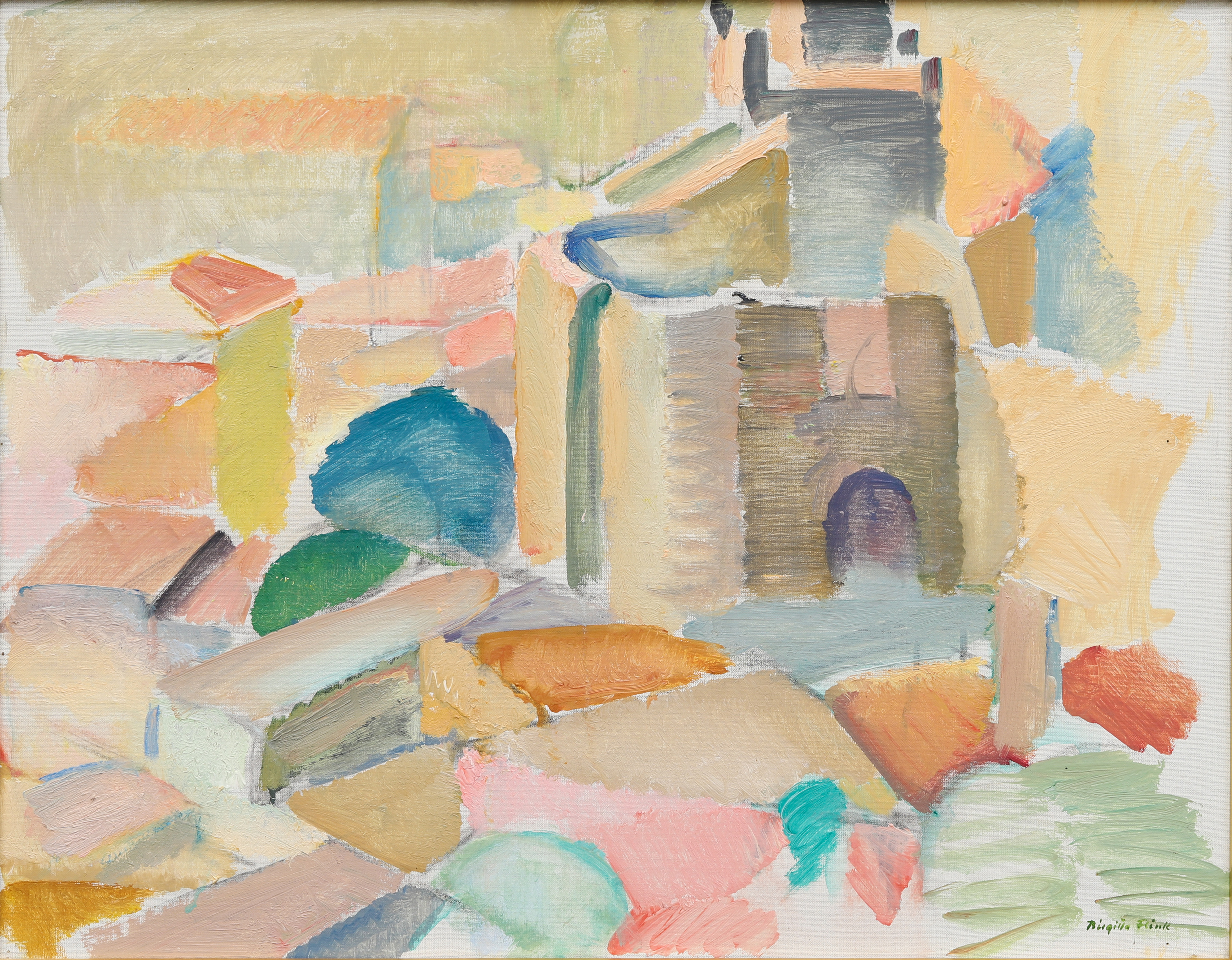 BIRGITTA FLINK. "Castiglione della Pescaia, Italien", olja på duk, signerad.