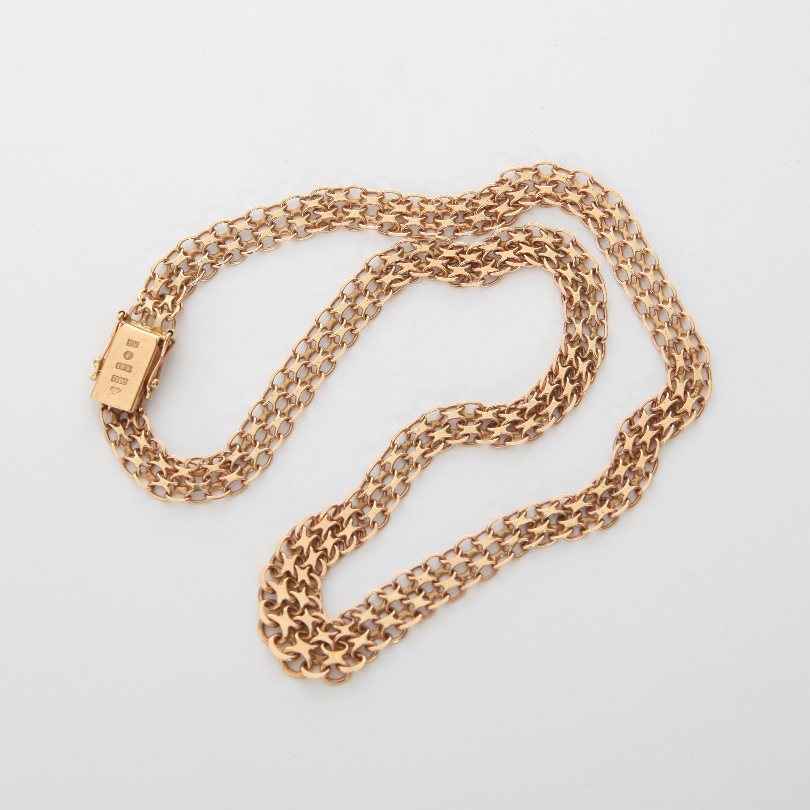 COLLIER, 2-radig doserad X-länk, 18K guld, 1978.