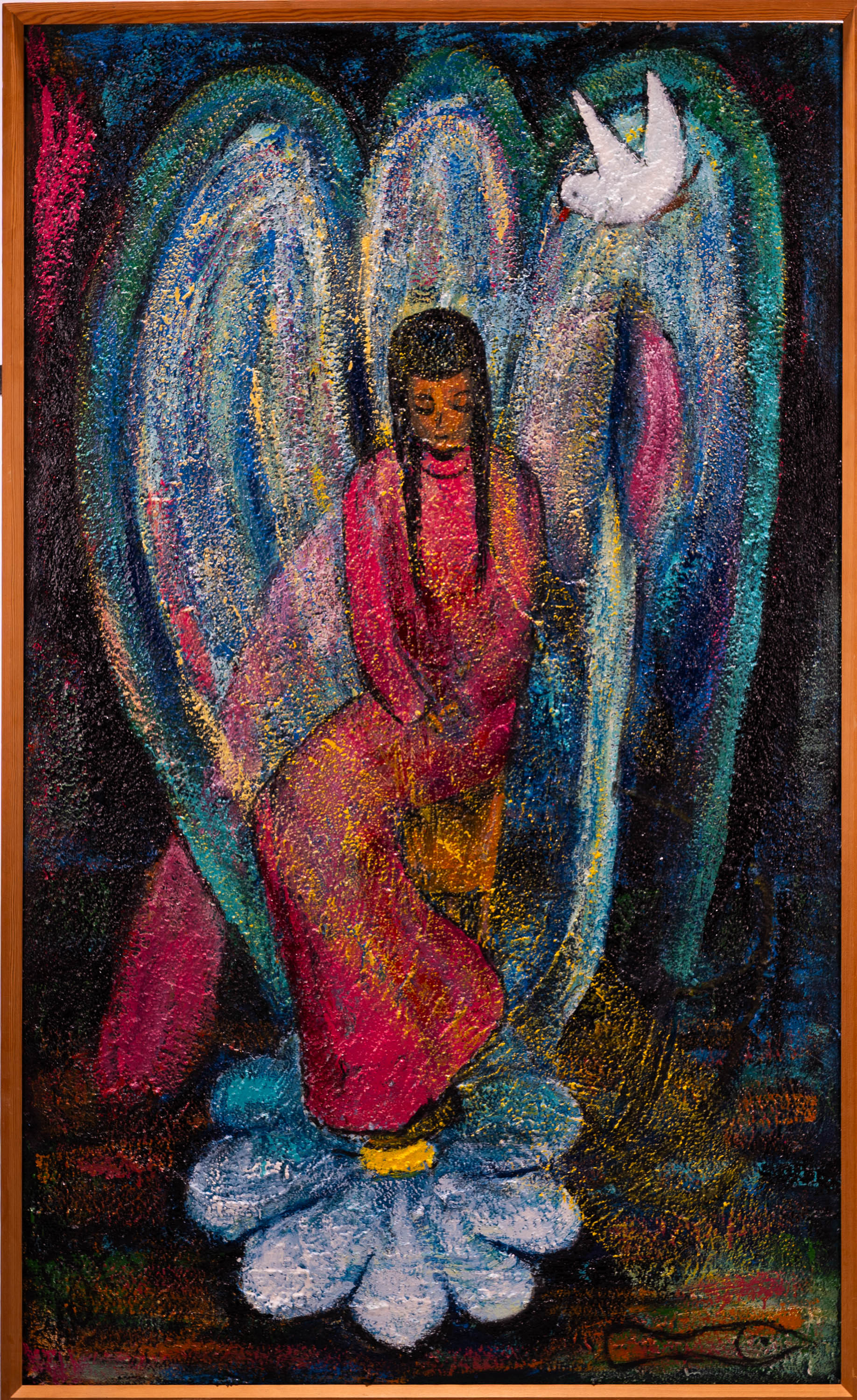 INGRID AHLQVIST. Blandteknik på pannå, ”Meditation”, Signerad & Daterad 1978.