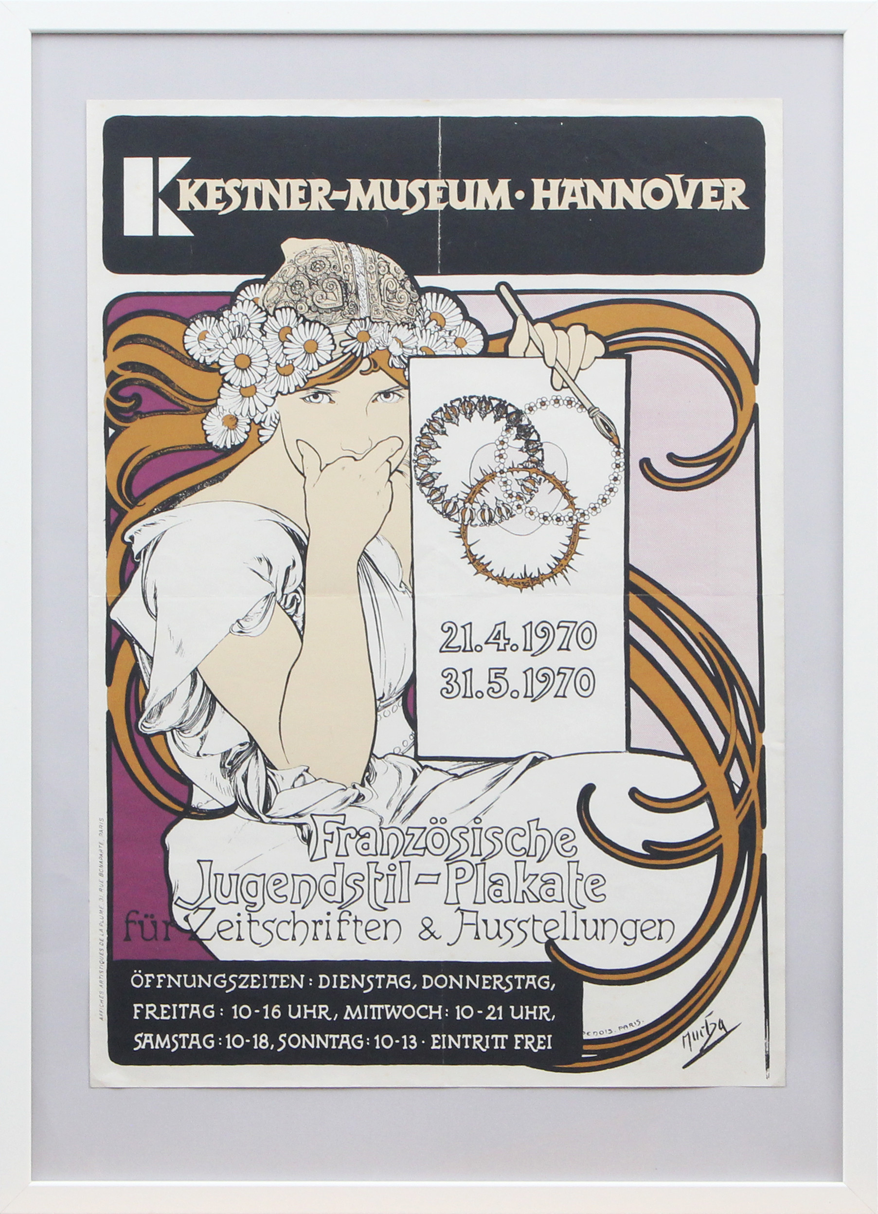UTSTÄLLNINGSAFFISCH, Jugendstil, Hannover, Mucha, 1970.