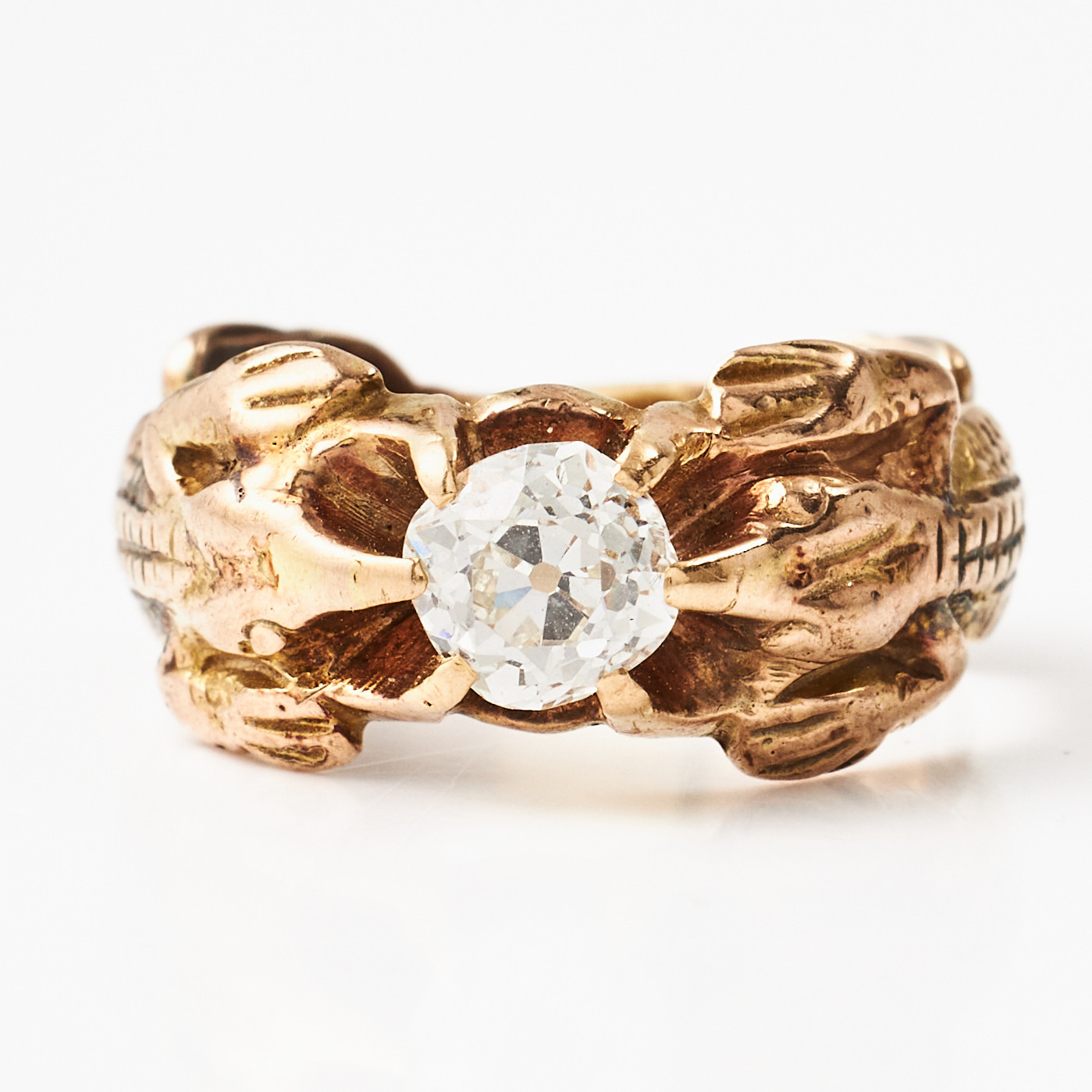 RING, 14K guld med en diamant, omkring sekelskiftet 1900.