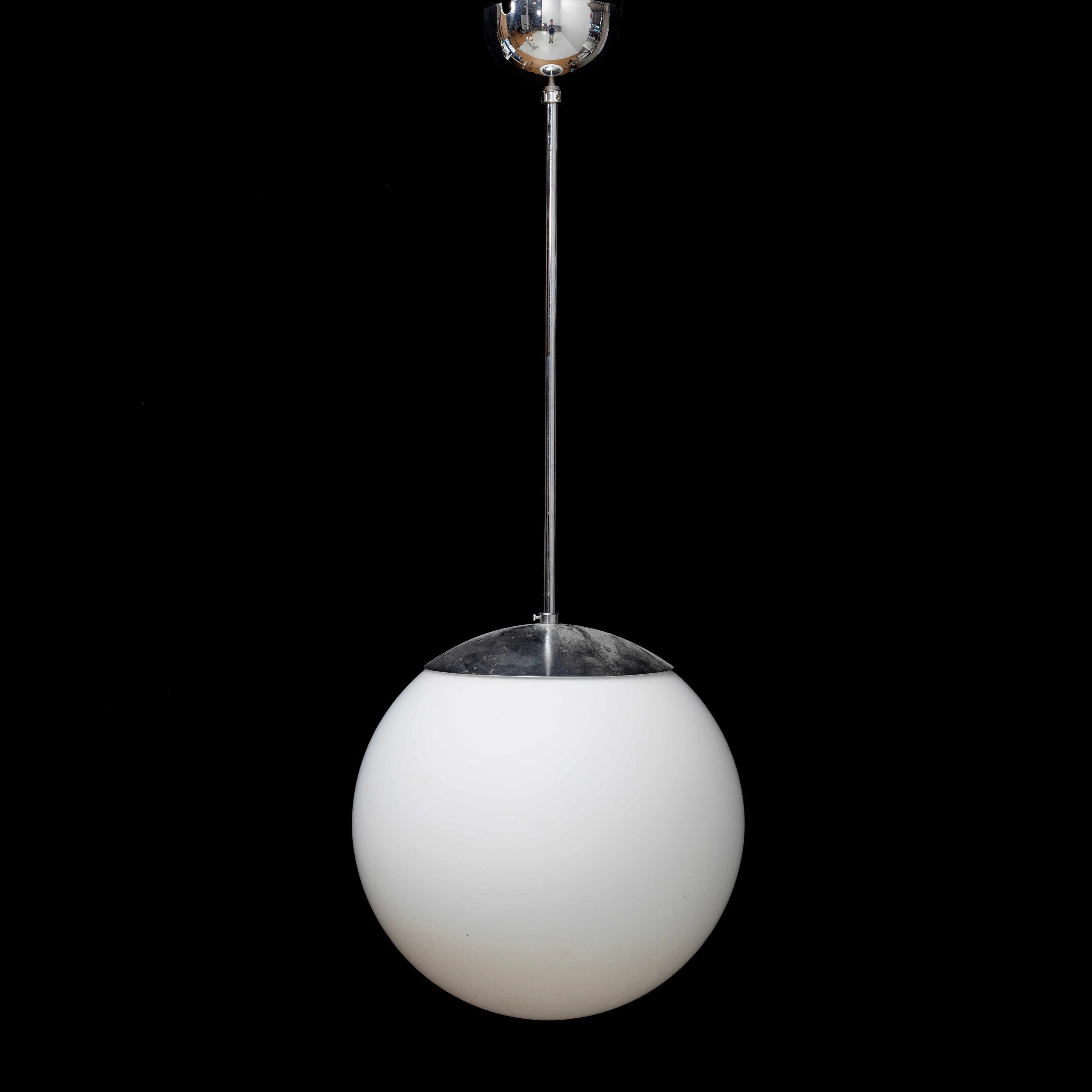 TAKLAMPA, glas och metall, Funkis-stil, 2000-tal, höjd inkl takkopp ca 83 cm.