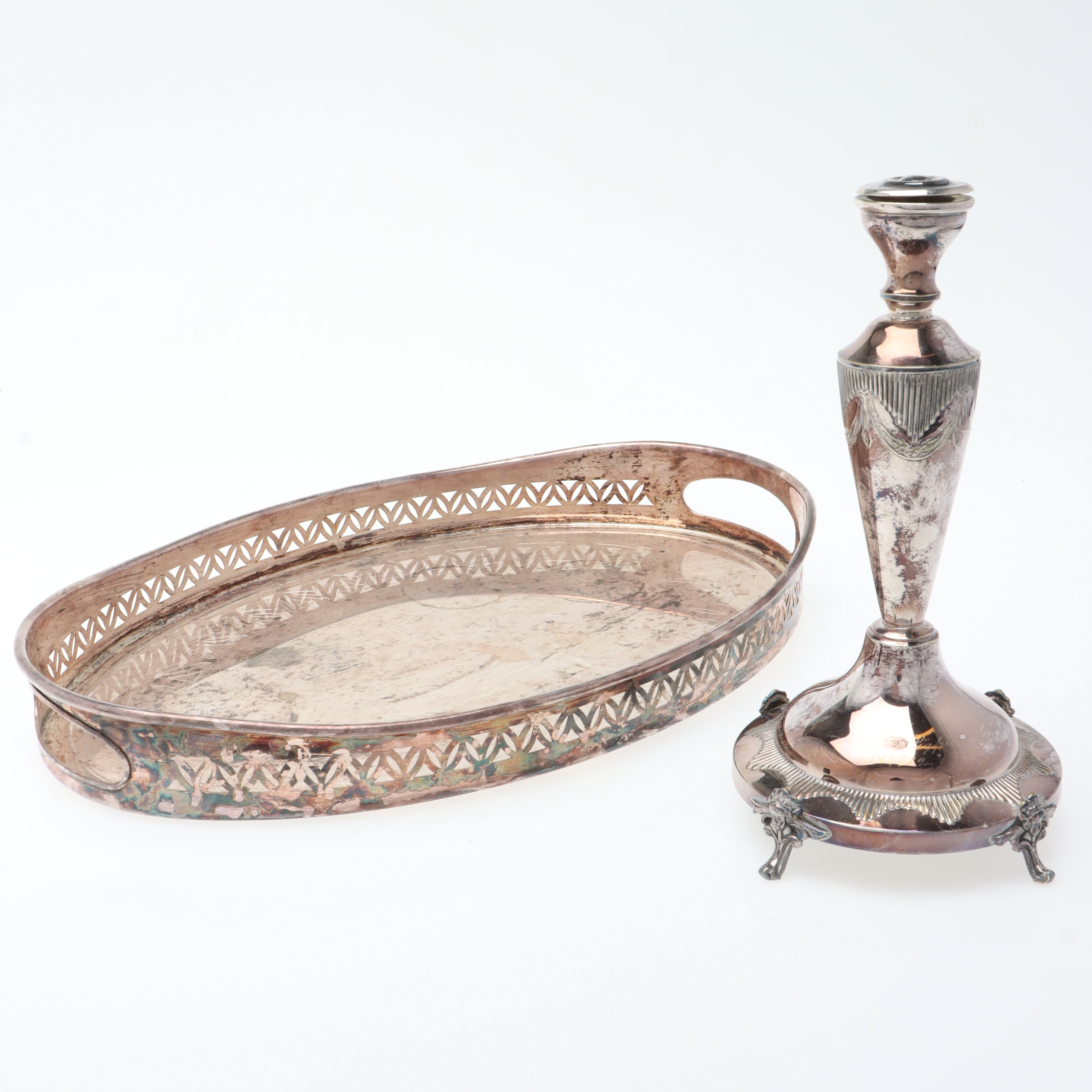 BRICKA & FOT till uppsatsskål, 2 delar, nysilver, bl.a. Arabia.