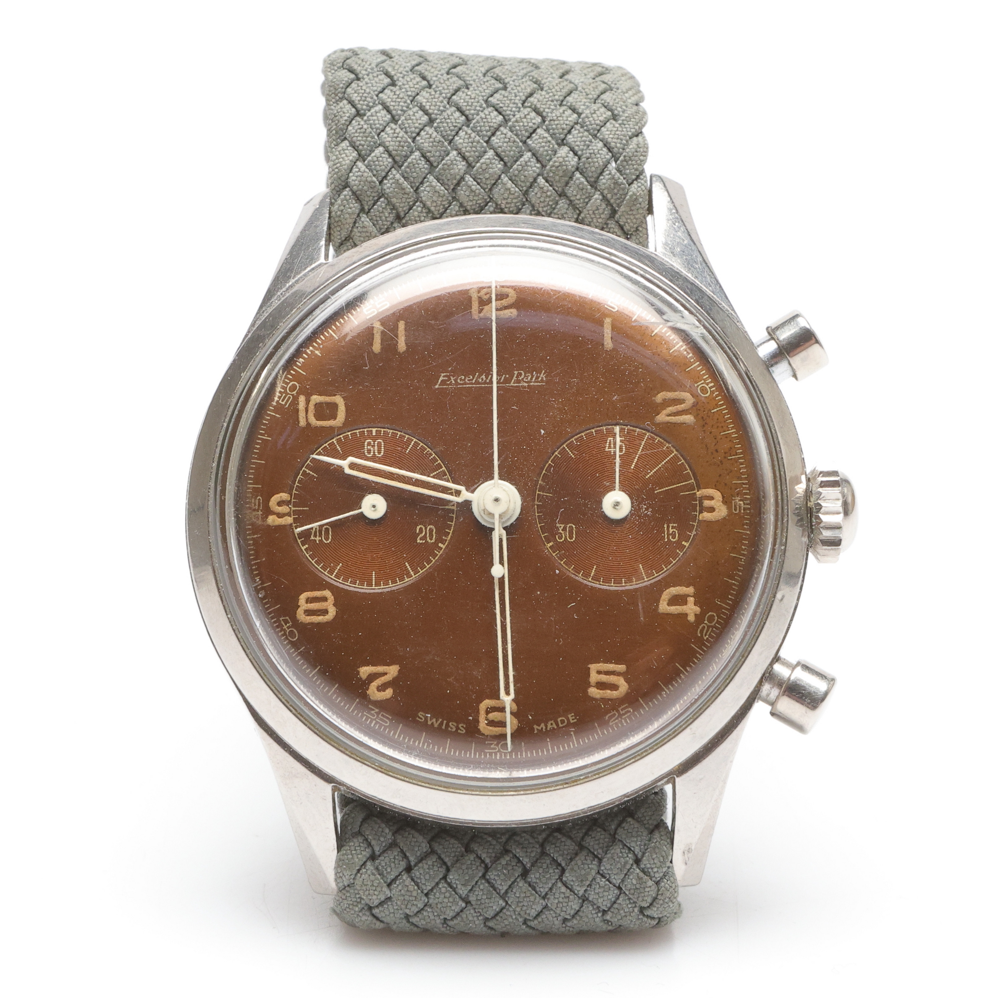 EXCELSIOR PARK. armbandsur, kronograf, Tropical Dial, 1900-talets mitt.