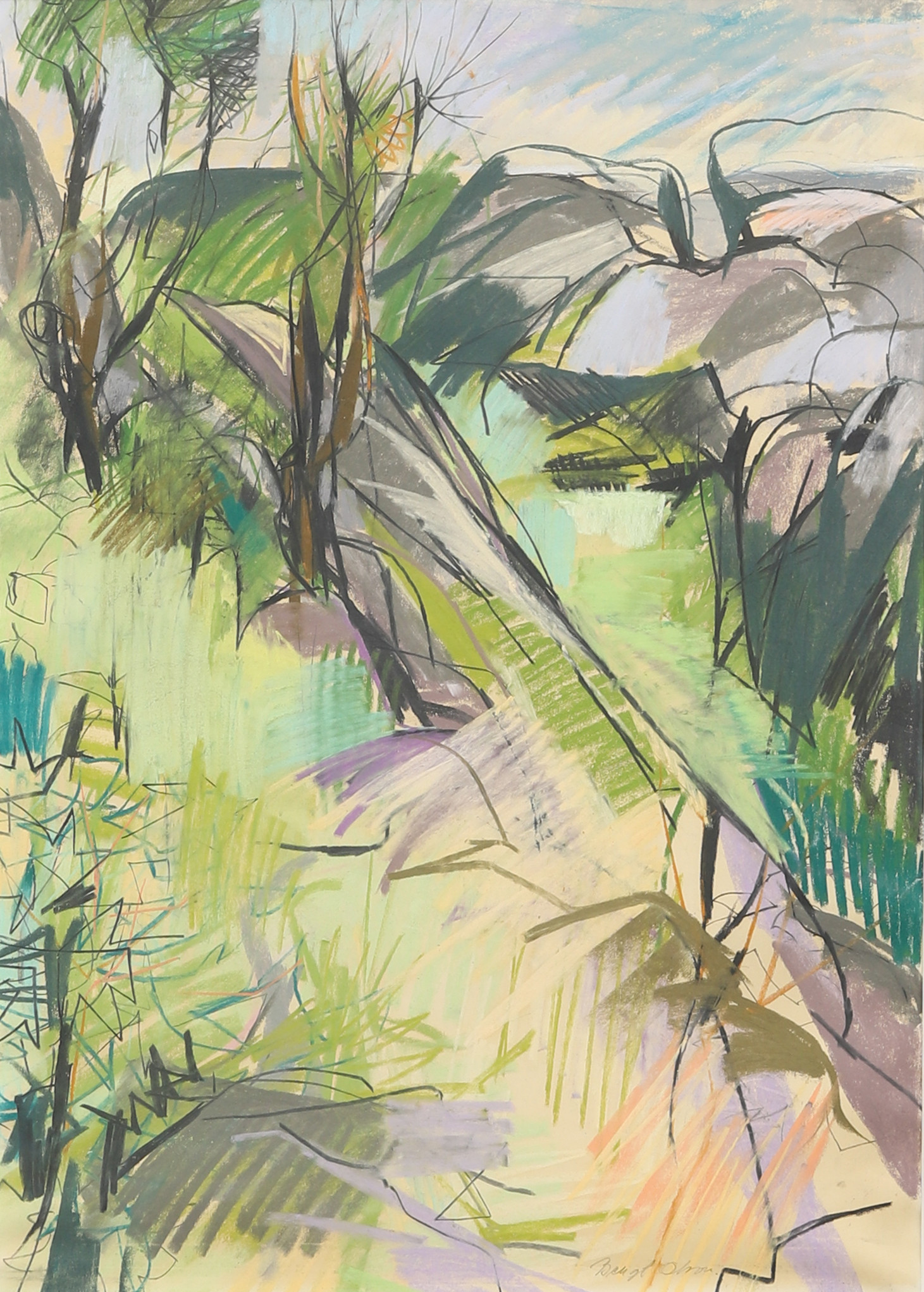 BENGT OLSON. Landskap, pastell, signerad.
