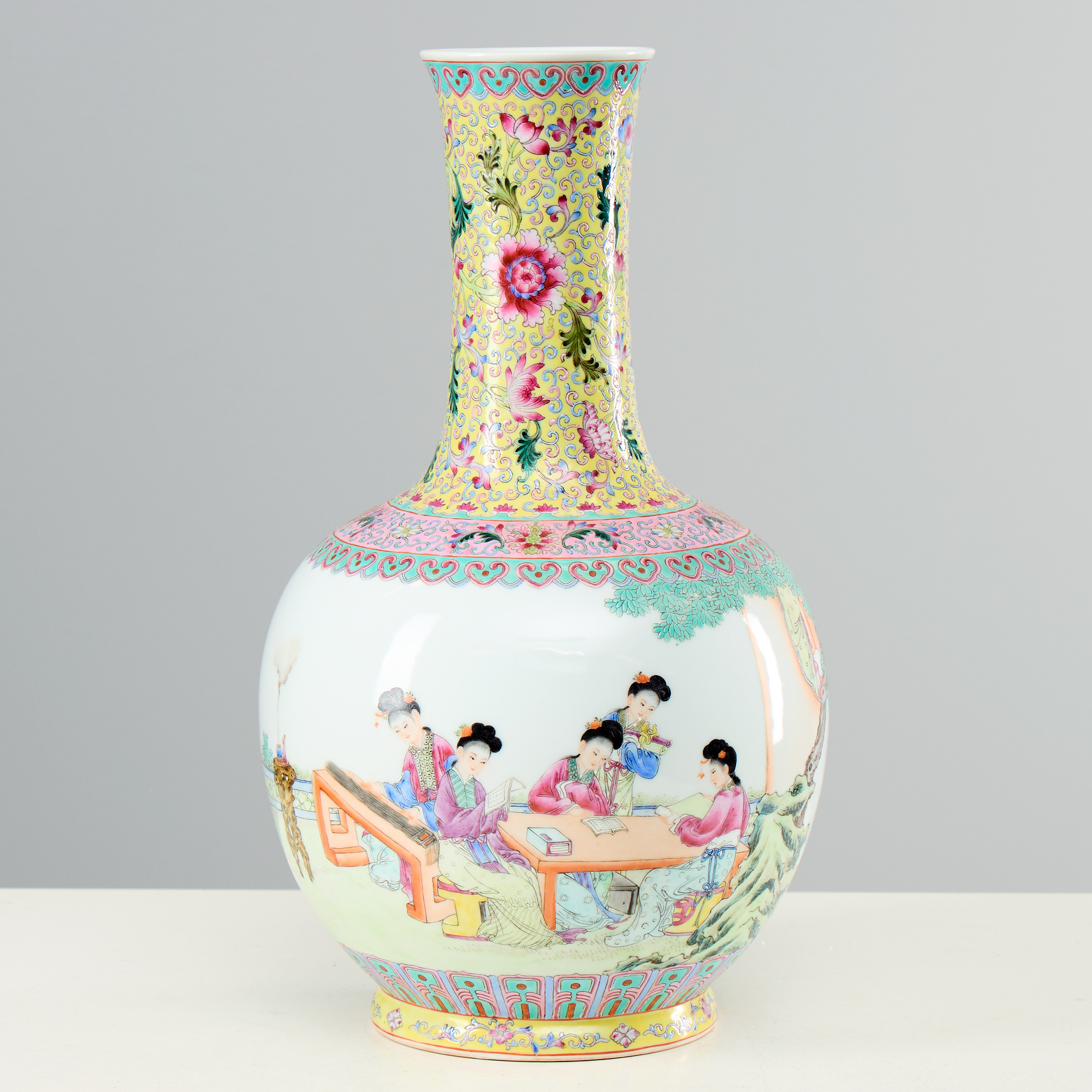 A Chinese Famille Rose Porcelain 'Figural' Bottle Vase.