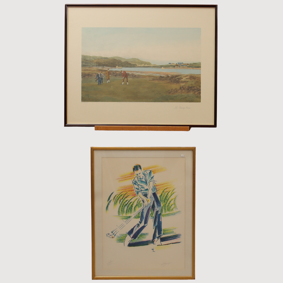 GOLFTAVLOR, färglitografi, från andra hälften av 1900-tal, 2st.