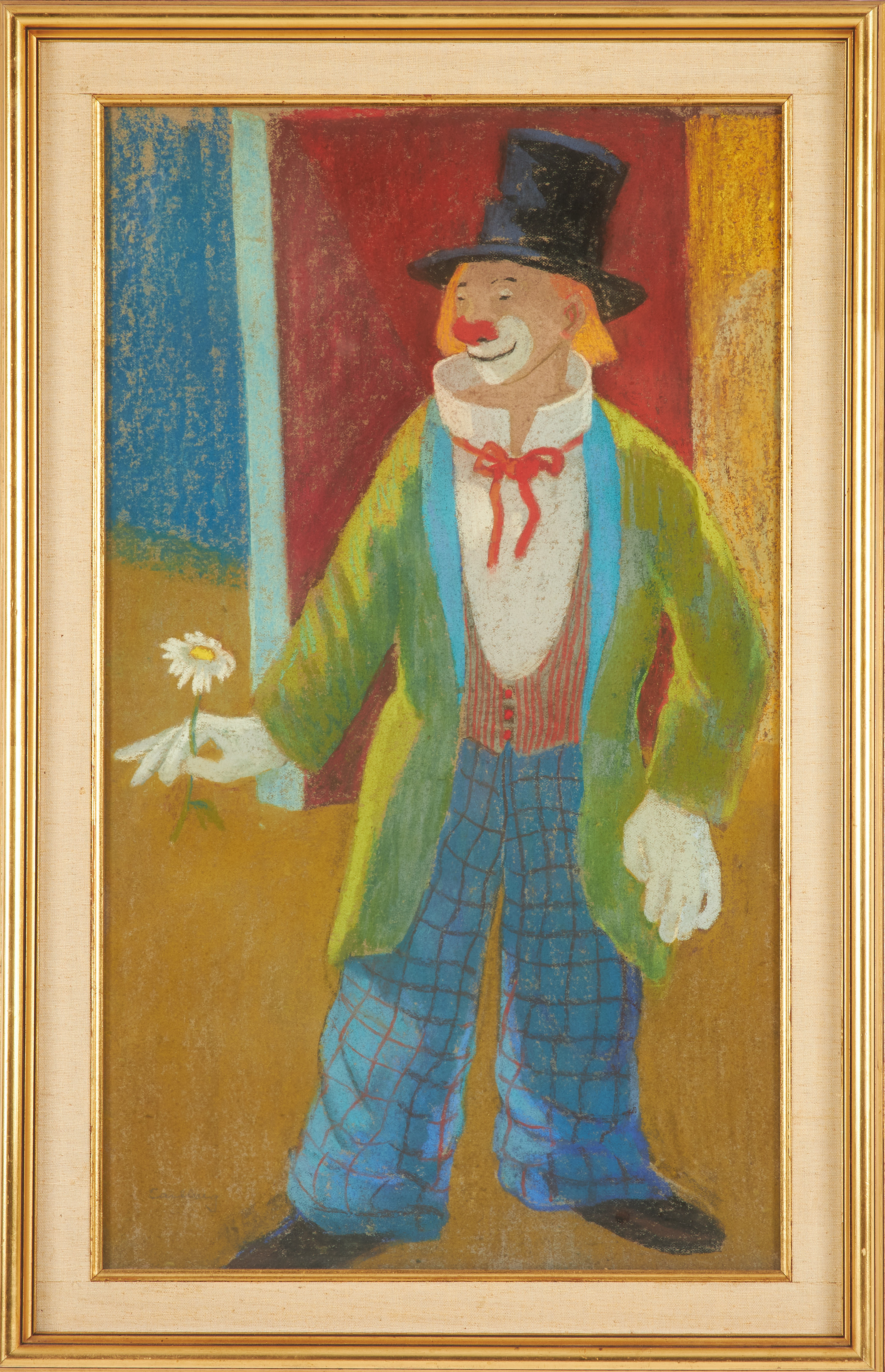 BENGT CARLBERG. Clown, pastell, signerad.