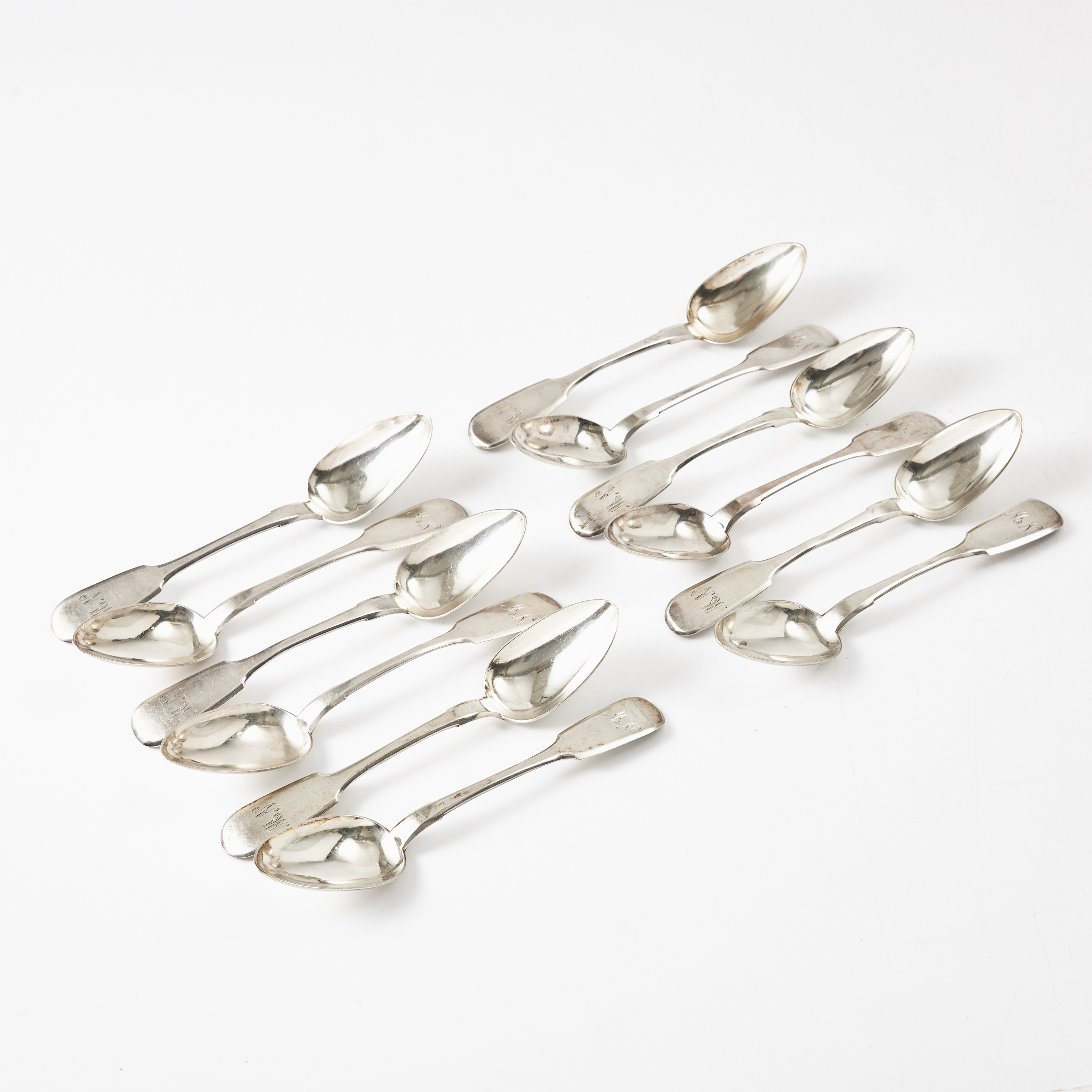 DESSERTSKEDAR, 12 st., silver, St.Petersburg 1881, probör Alexander Van der Vliet, oidentifierad mästare EE.