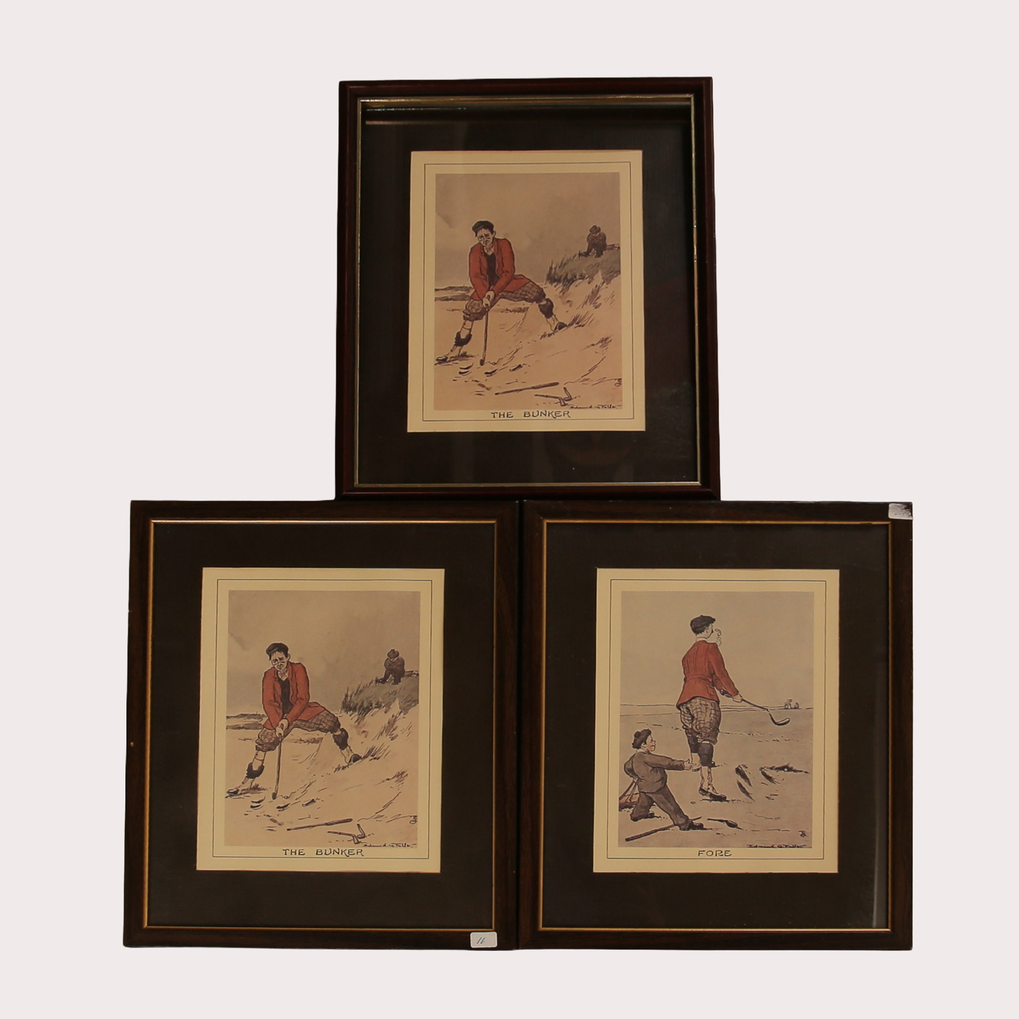 GOLFTAVLOR, färglitografi, från andra hälften av 1900-tal, 3st.