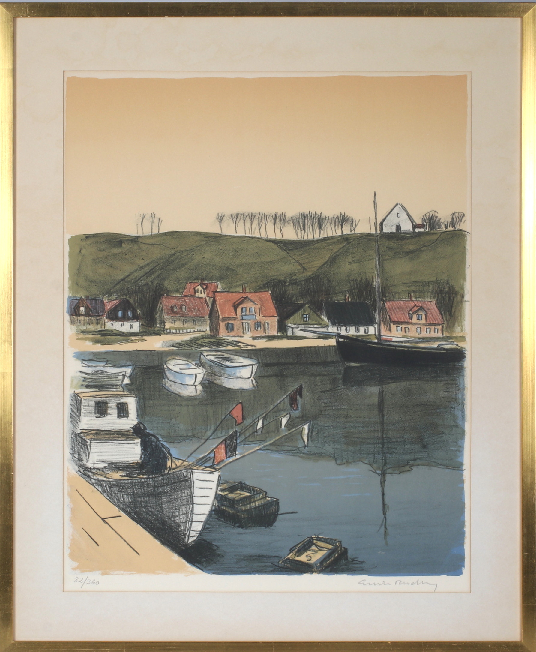 GUSTAV RUDBERG. Marina, litografi, signerad och numrerad 82/360.