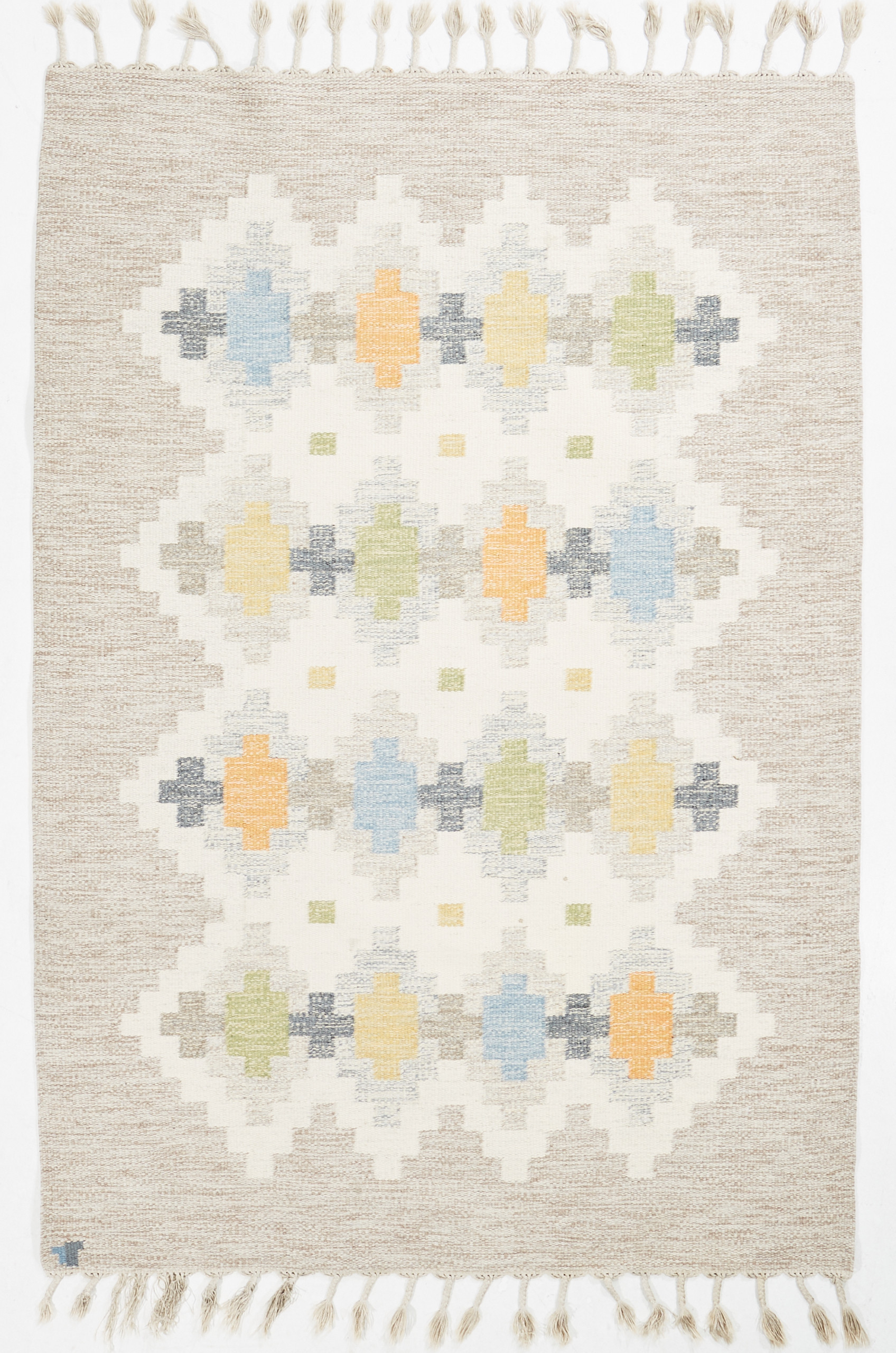 ERIK LUNDBERG. "Terassa", matta, Vävaregården, Erigsboda, rölakan, monogramsignerad, ca 200x140 cm.
