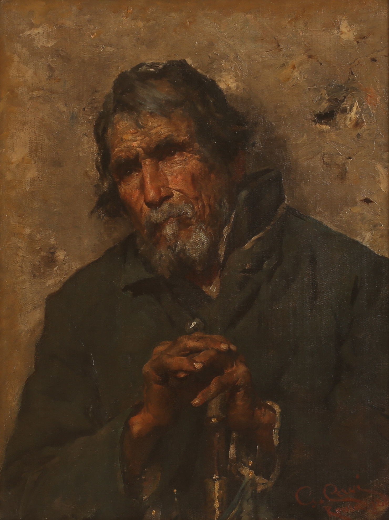 GIULIO CERVI. Olja på duk, signerad.