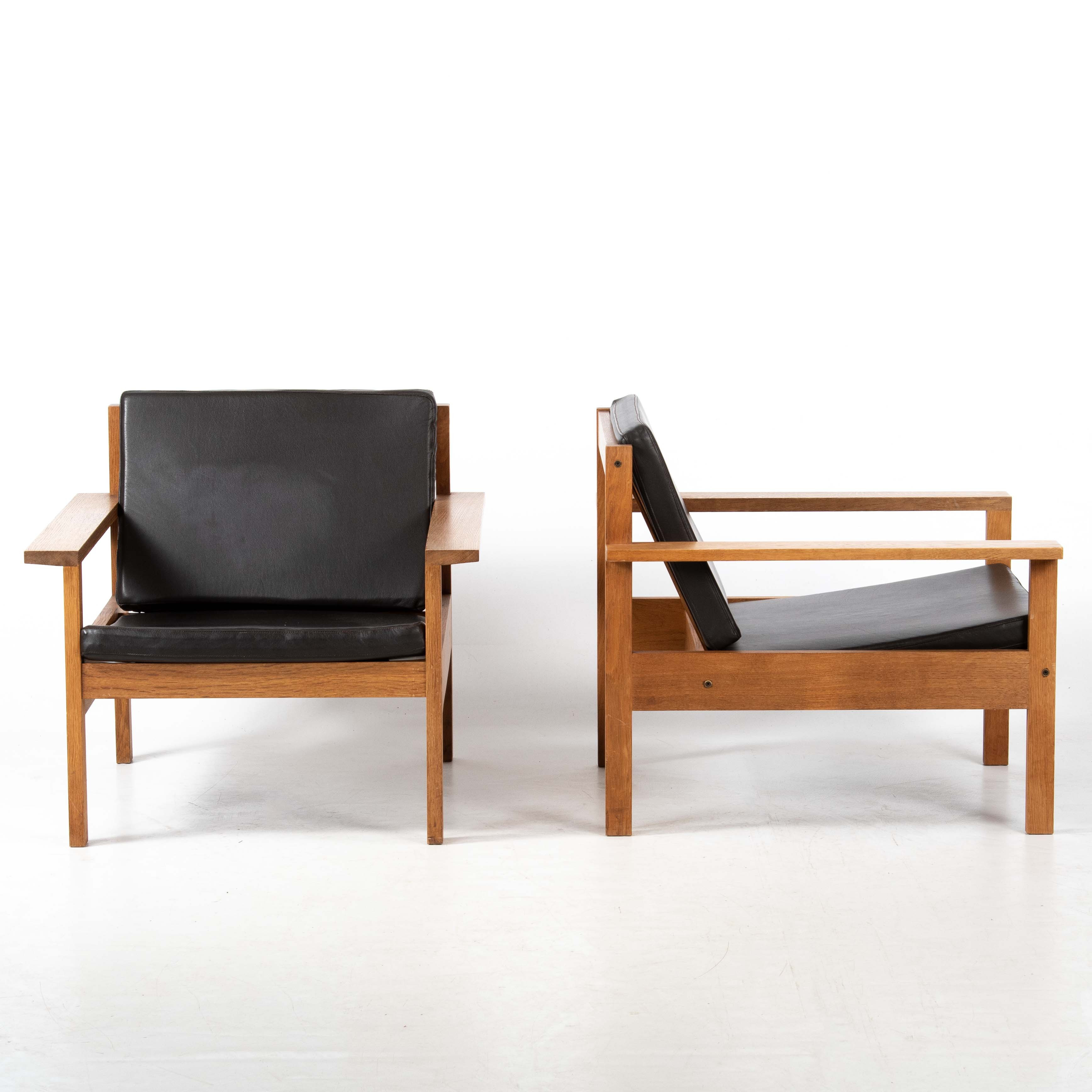 TORSTEN JOHANSSON. DANISH MODERN. FÅTÖLJER EK OCH LÄDER ETT PAR 1963 BO-EX.