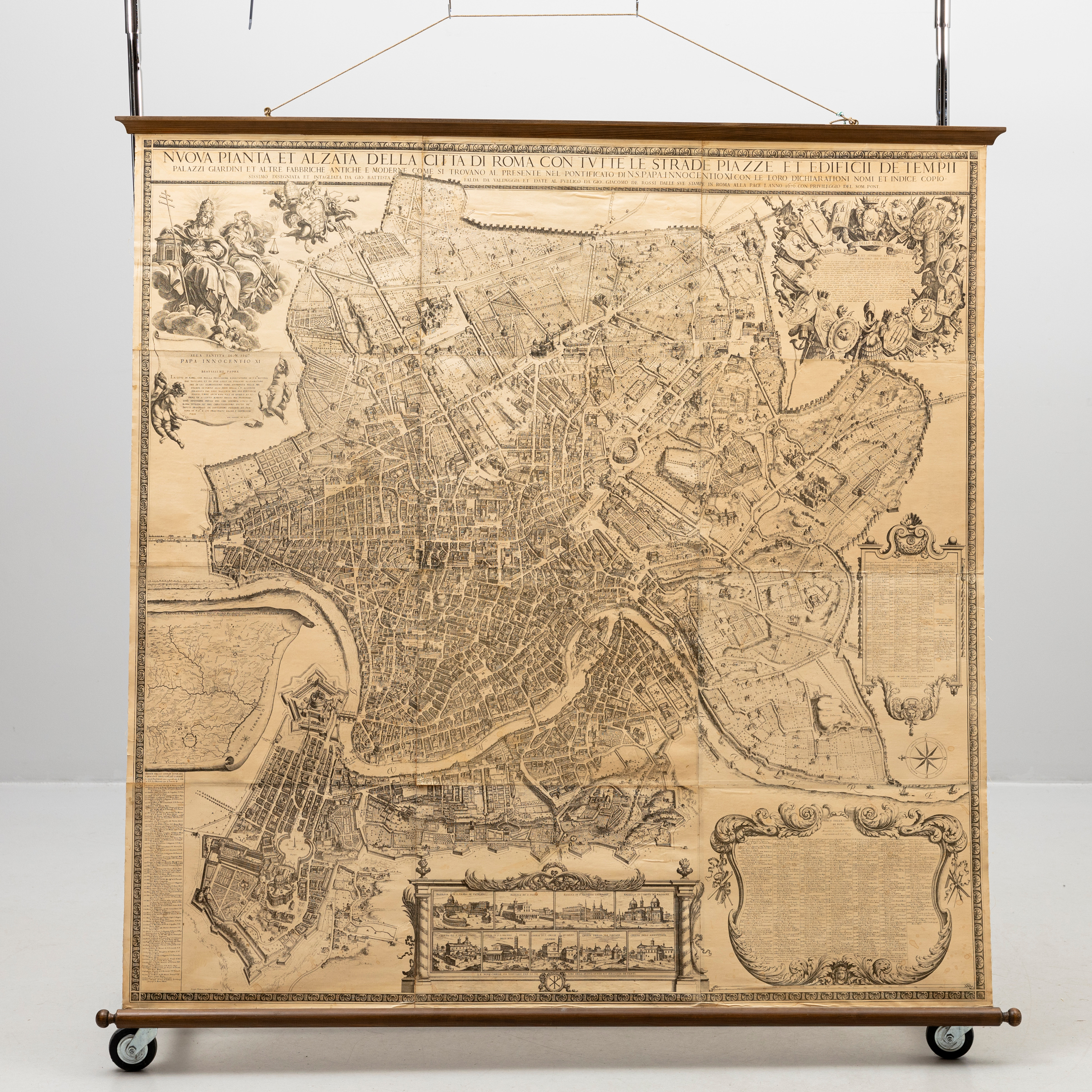 KARTA över staden ROM, under Klemens X, kopia efter Giambattista Falda, 1676, mapp medföljer.1931.