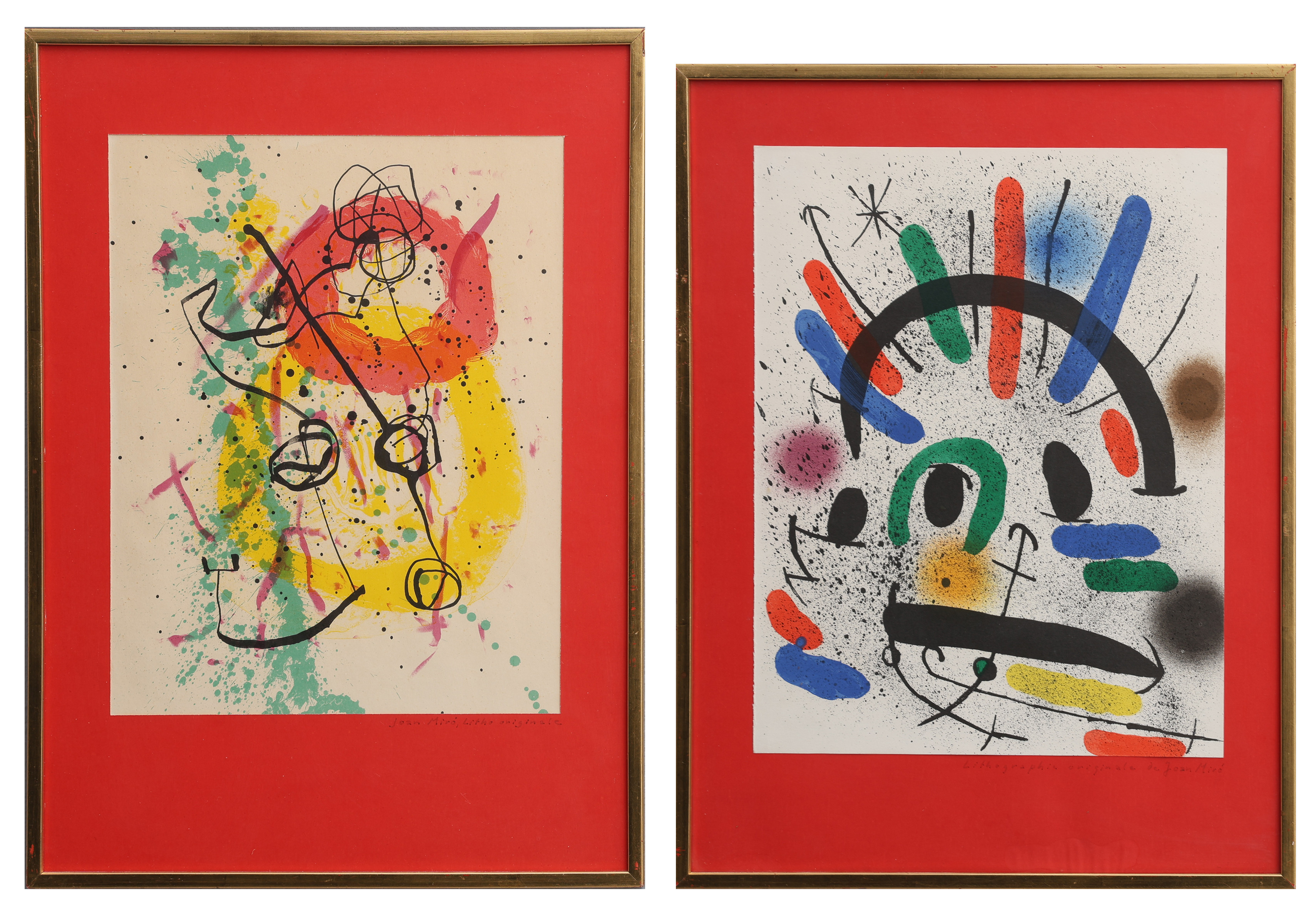 JOAN MIRÓ. TVÅ LITOGRAFIER, PUBLICERADE I XXE SIÈCLE , NO 16, 1961 RESP, MIRÓ LITHOGRAPHE I, 1972.