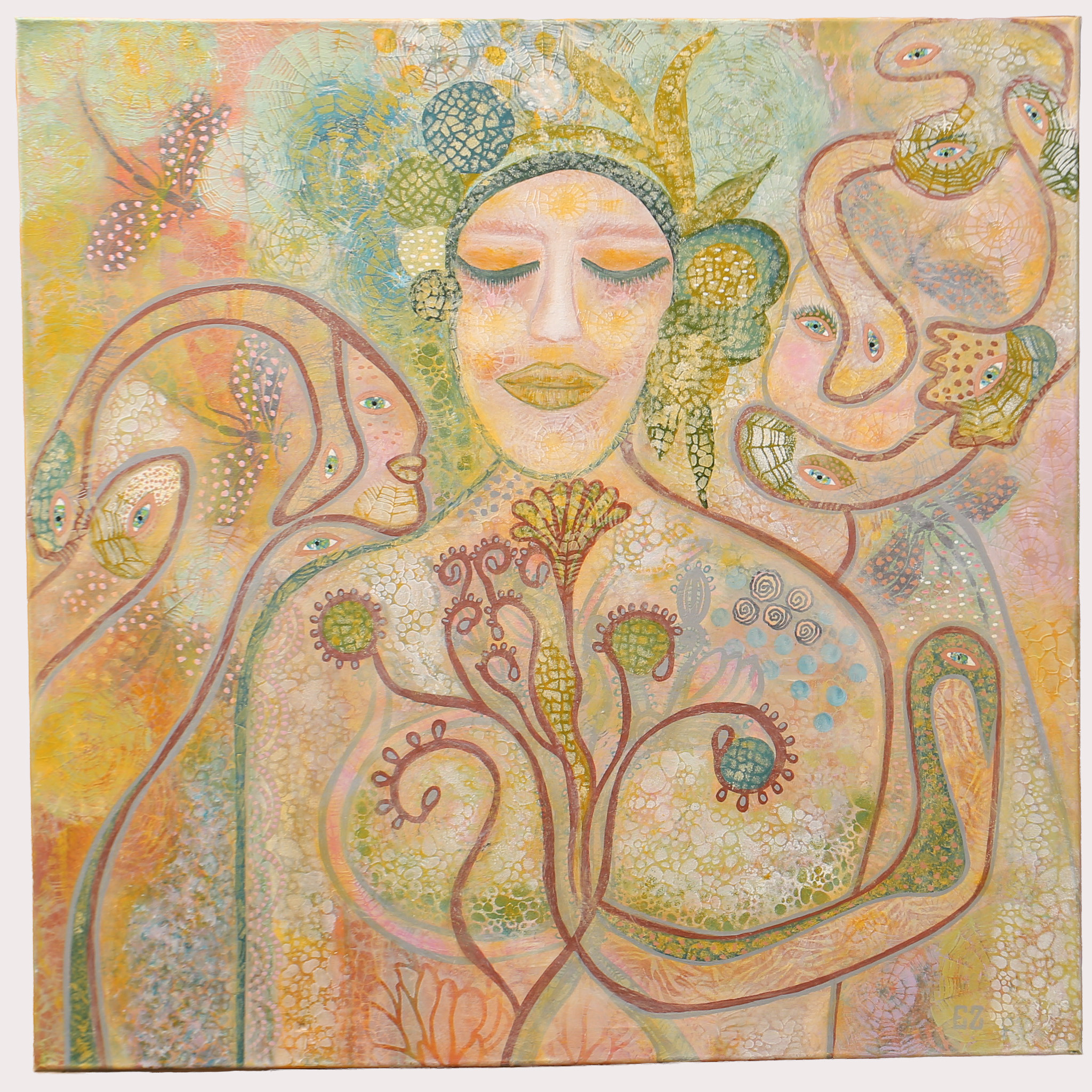 EWA ZAKOWSKI. Akryl på duk, "Mothers Soul", signerad.