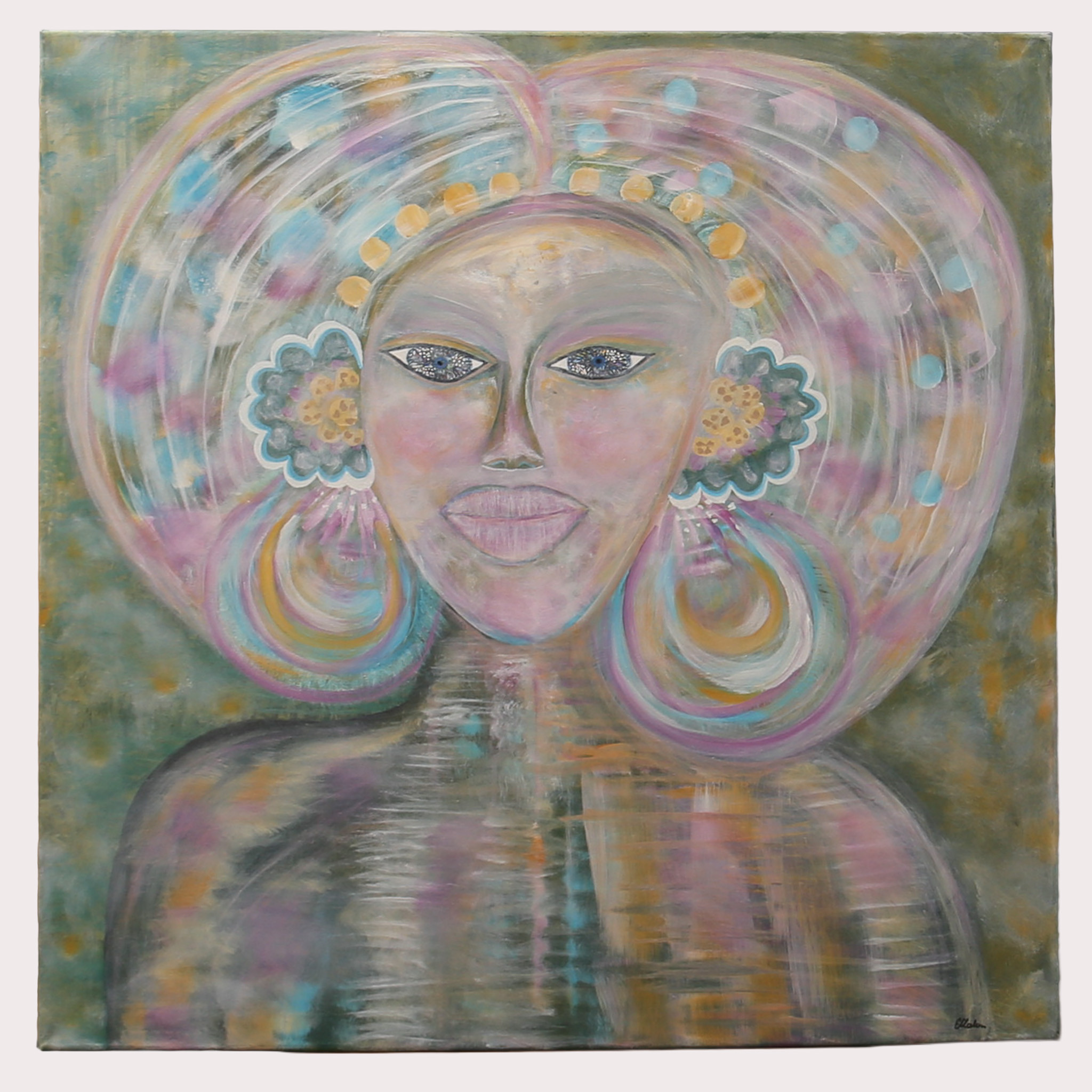 EWA ZAKOWSKI. Akryl på duk, "Dahlia", signerad.
