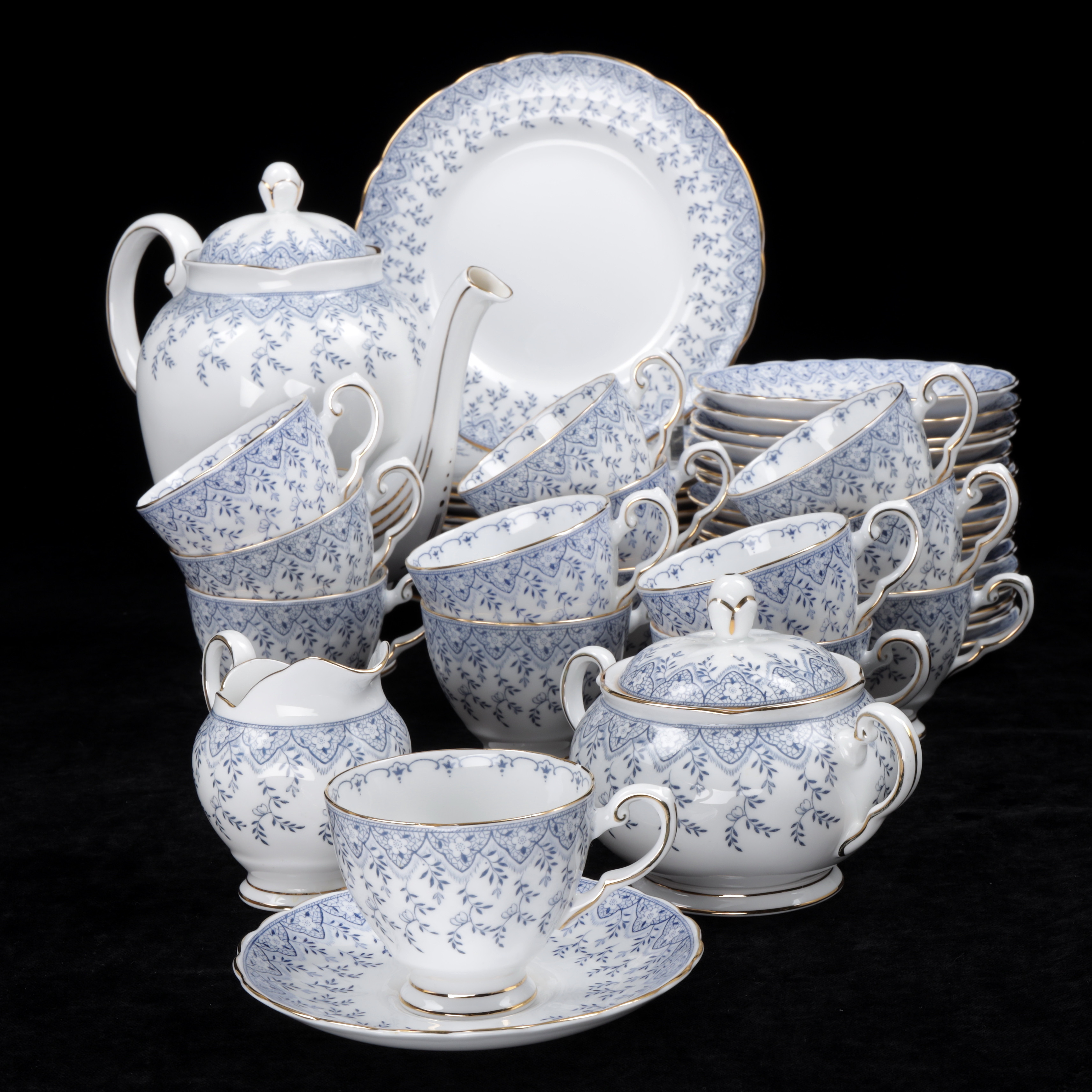 KAFFESERVIS, 47 delar, benporslin, Tuscan, England.