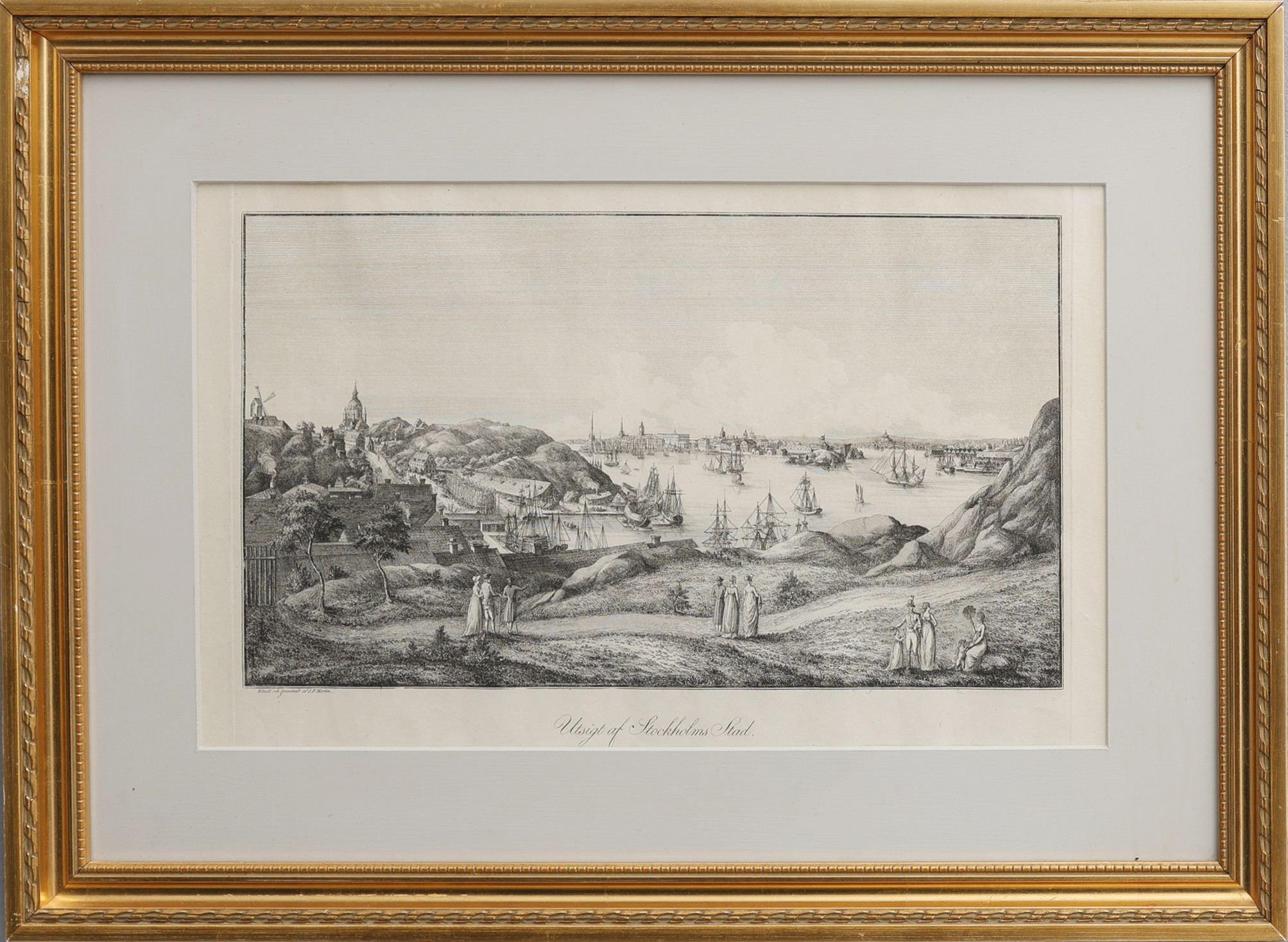 JOHAN FREDRIK MARTIN 1755-1816. ETSNING OCH KOPPARSTICK, "UTSIKT ÖVER STOCKHOLM", 1801.