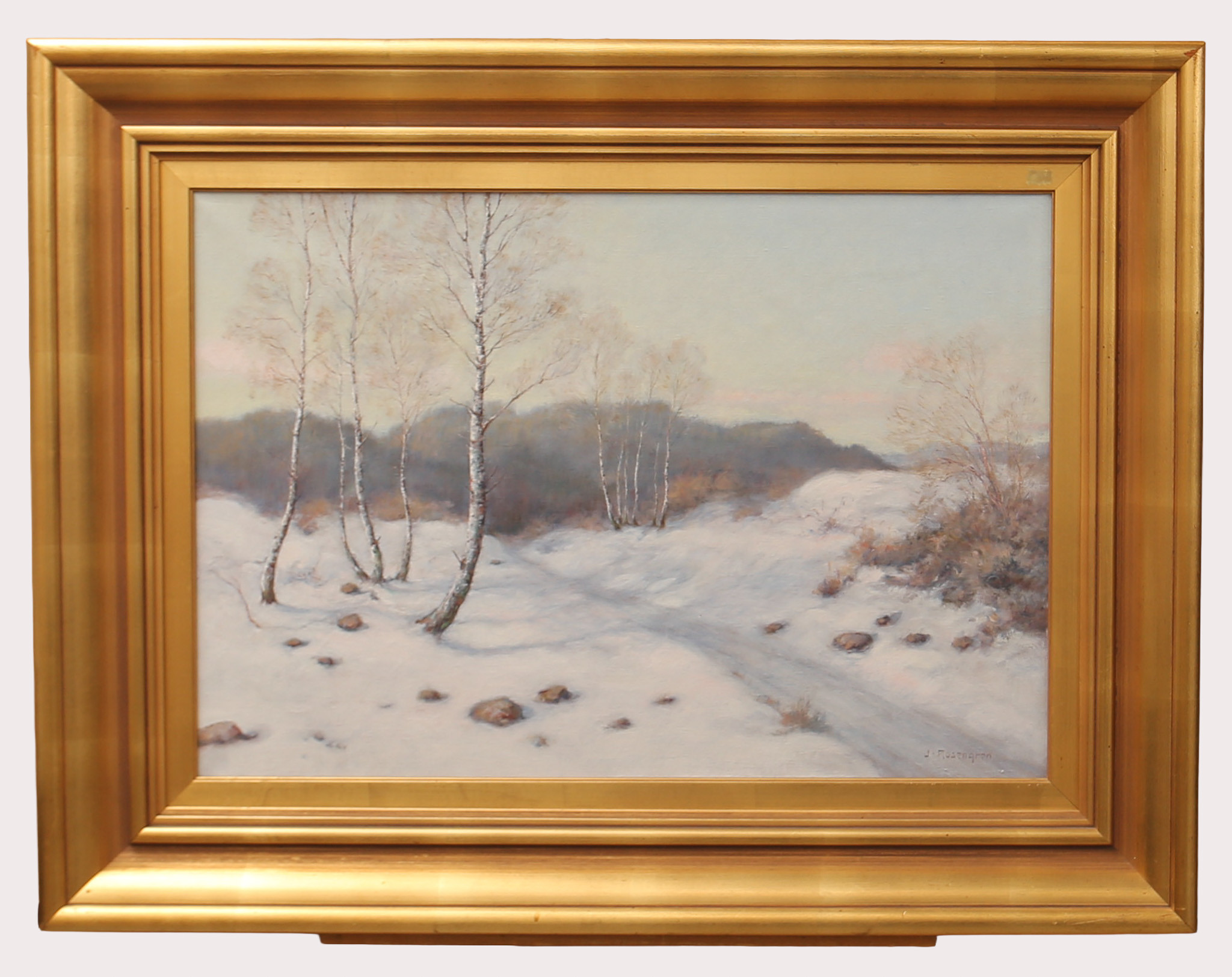 JEAN ROSENGREN, (1894-1965), olja på duk, vinterlandskap med stig.